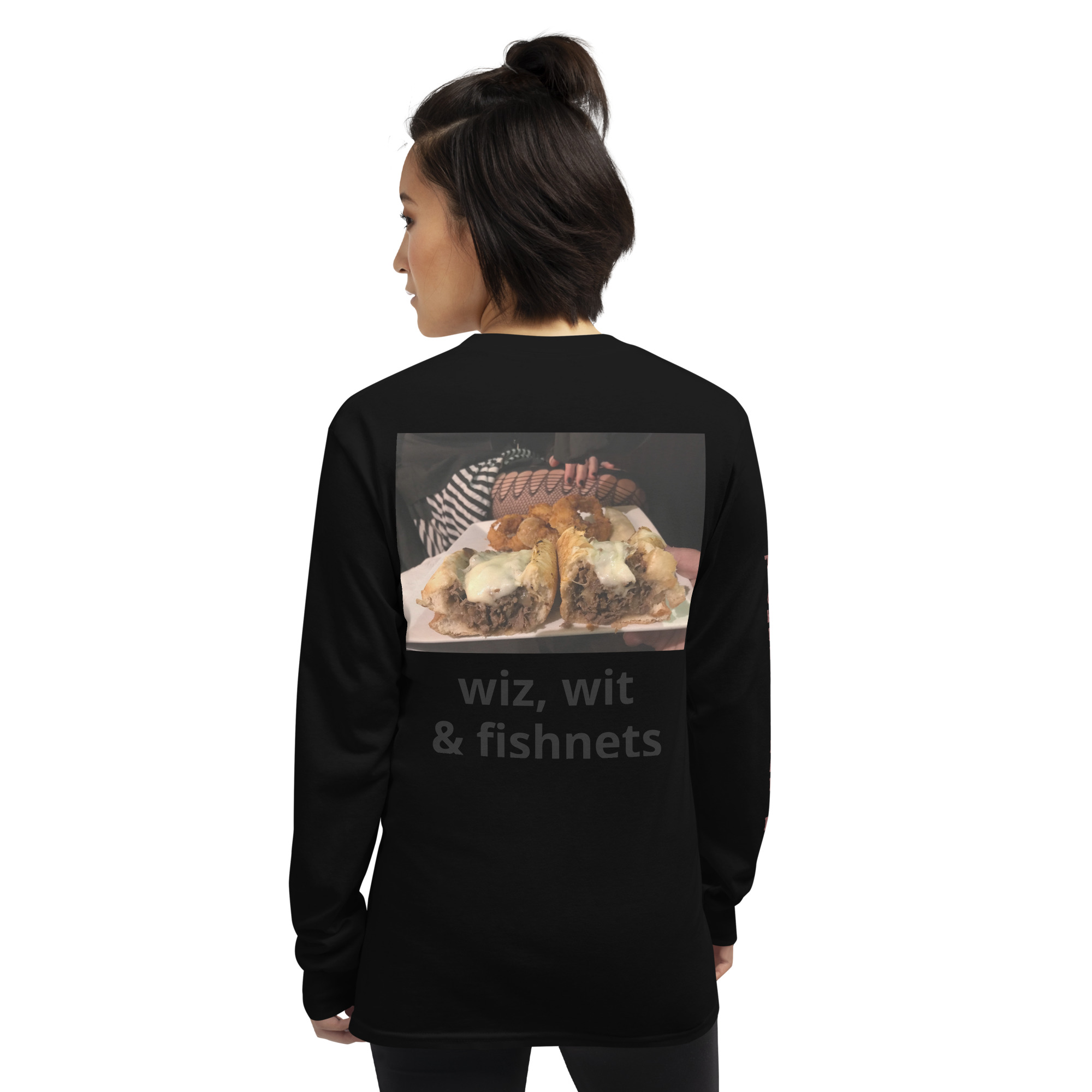 Long Sleeve Shirt - Cheesesteak Life - Amigo Dan - Cheesey Fishnet Stockings on back - TCL on arm - Image 2