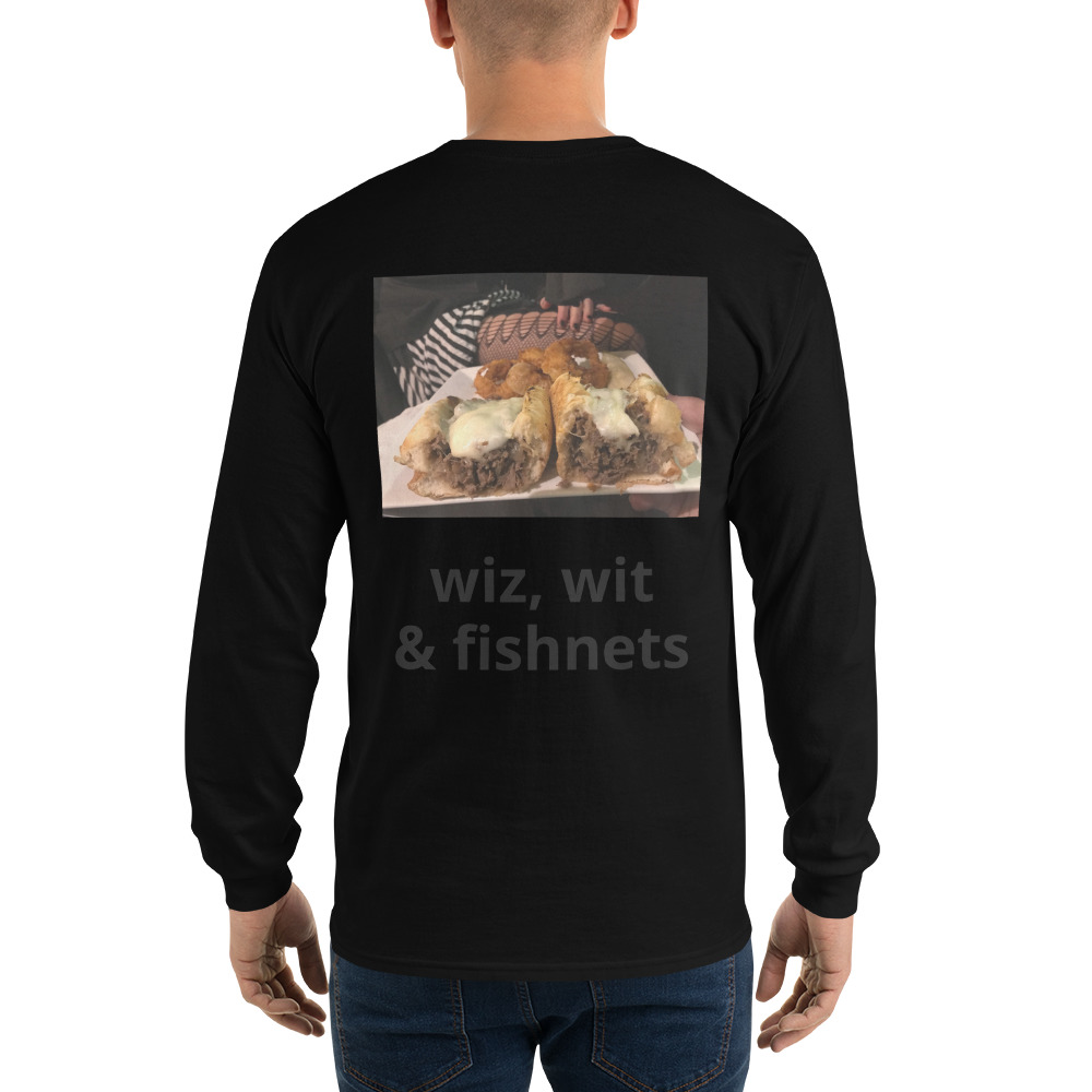 Long Sleeve Shirt - Cheesesteak Life - Amigo Dan - Cheesey Fishnet Stockings on back - Image 2