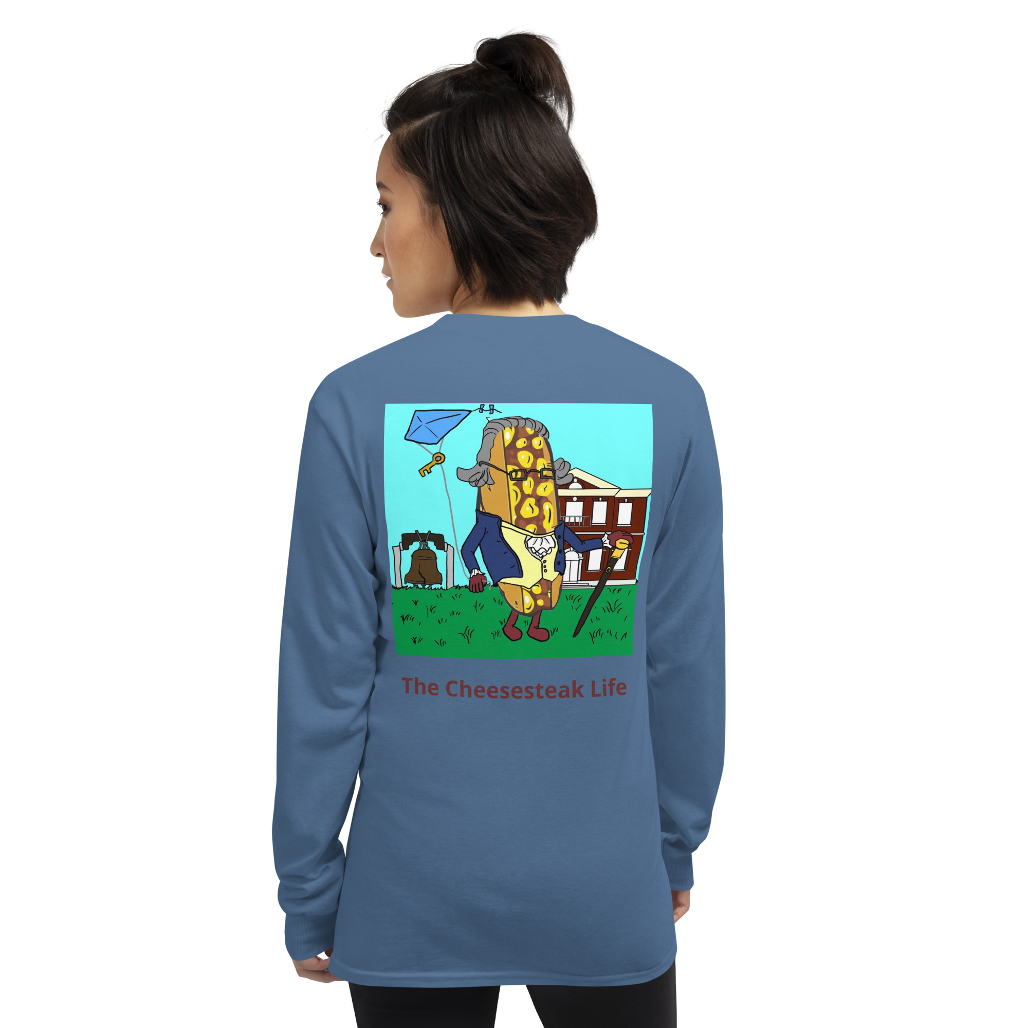 Long Sleeve T-Shirt - Cheesesteak Life - Amigo Dan - Cheesey History on back - Image 8