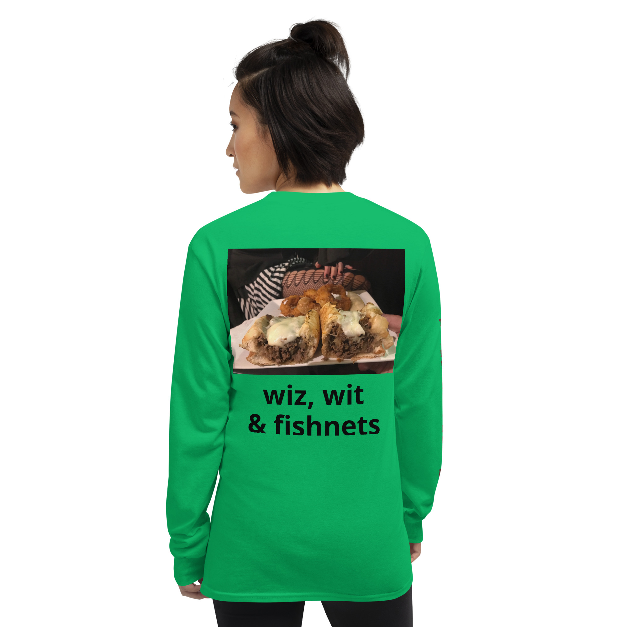 Long Sleeve Shirt - Cheesesteak Life - Amigo Dan - Cheesey Fishnet Stockings on back - TCL on arm - Image 14