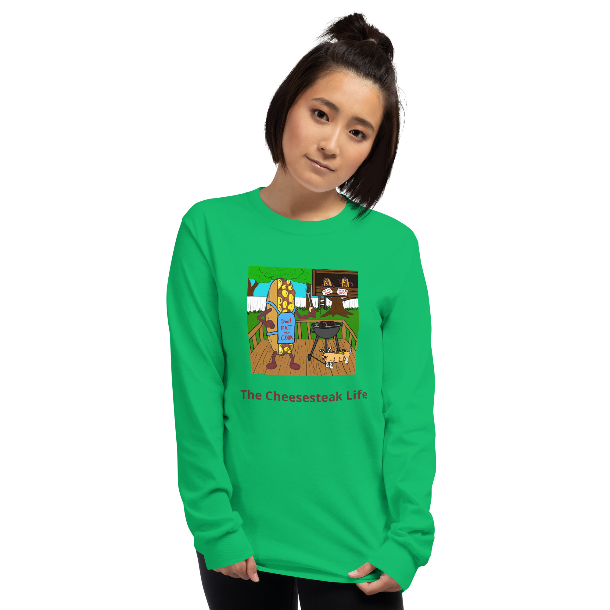 Long Sleeve T-Shirt - Cheesesteak Life - Cheesey Bar-B-Que - Image 5