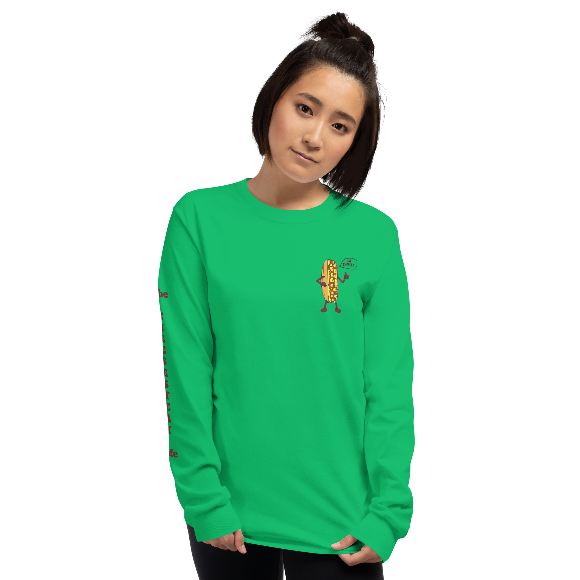 Long Sleeve Shirt - Cheesesteak Life - Amigo Dan - Cheesey Fishnet Stockings on back - TCL on arm - Image 13