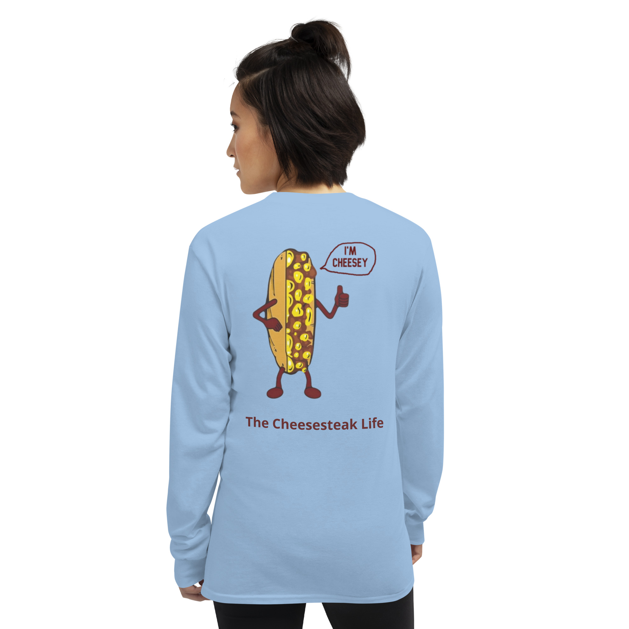 Long Sleeve T-Shirt - Cheesesteak Life - Amigo Dan - Mr. Cheesey on back - Image 18