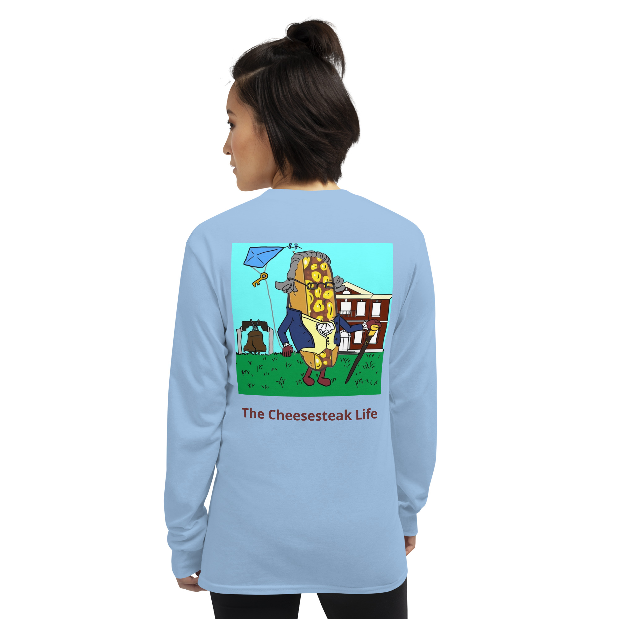 Long Sleeve T-Shirt - Cheesesteak Life - Amigo Dan - Cheesey History on back - Image 12