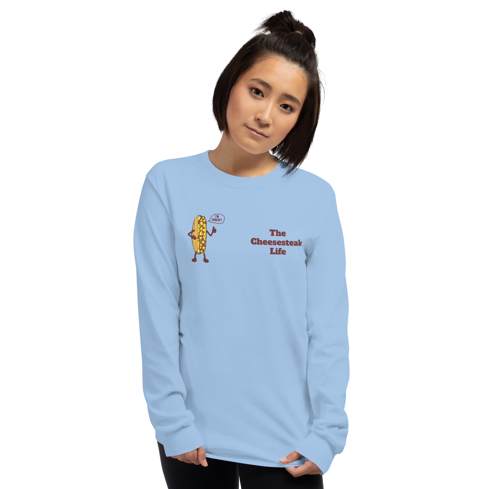 Long Sleeve T-Shirt - Cheesesteak Life - Amigo Dan - Mr. Cheesey on back - Image 17