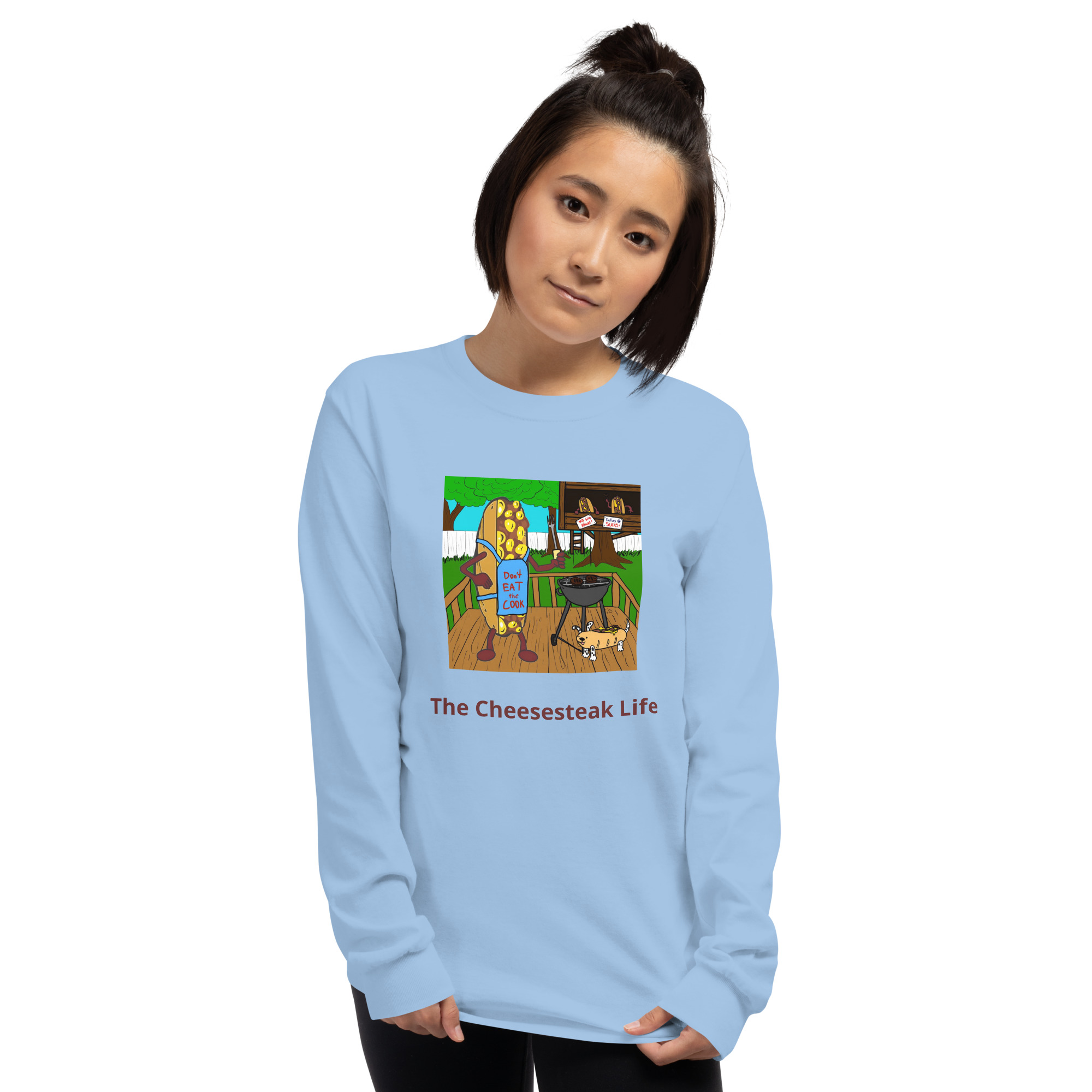 Long Sleeve T-Shirt - Cheesesteak Life - Cheesey Bar-B-Que - Image 7