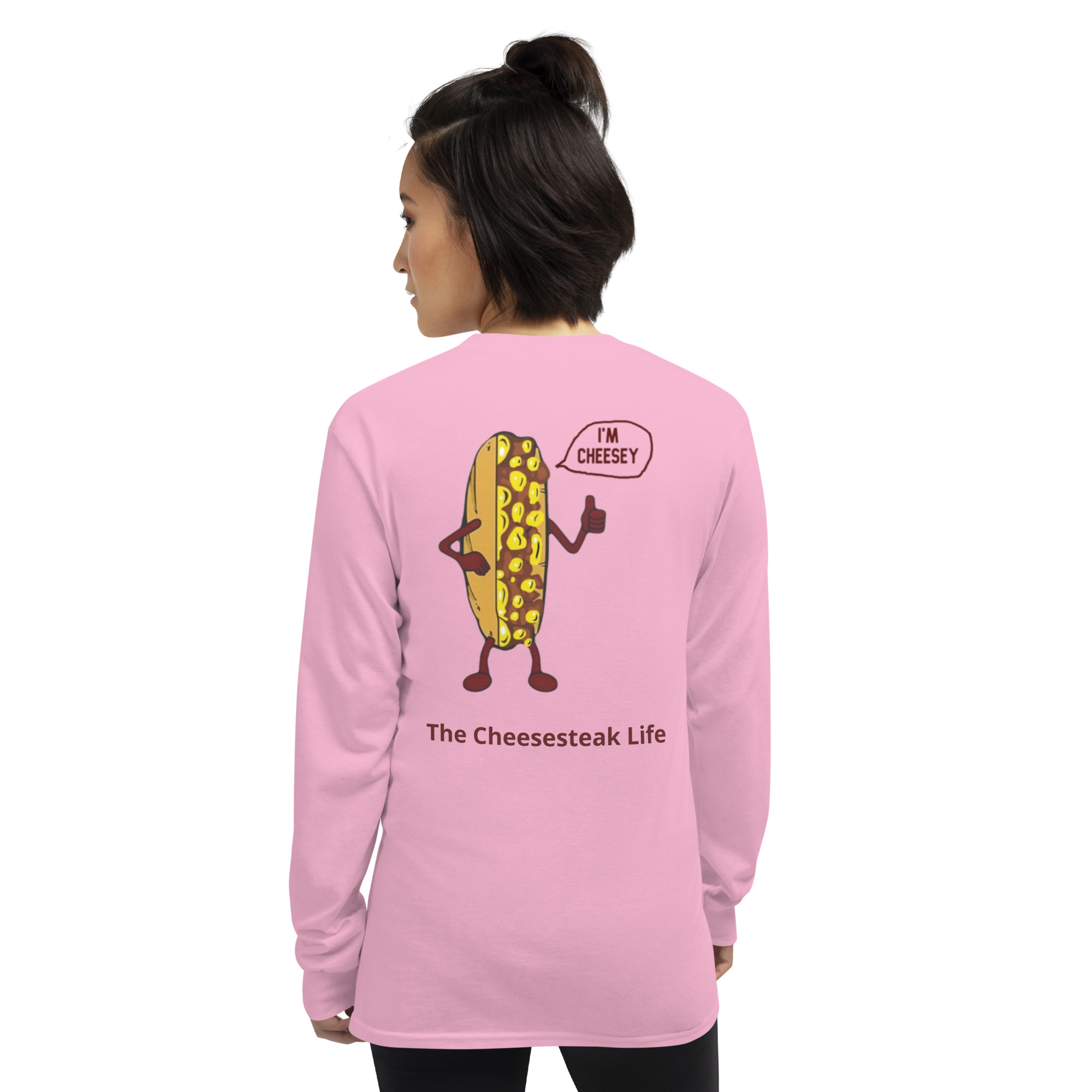 Long Sleeve T-Shirt - Cheesesteak Life - Amigo Dan - Mr. Cheesey on back - Image 22
