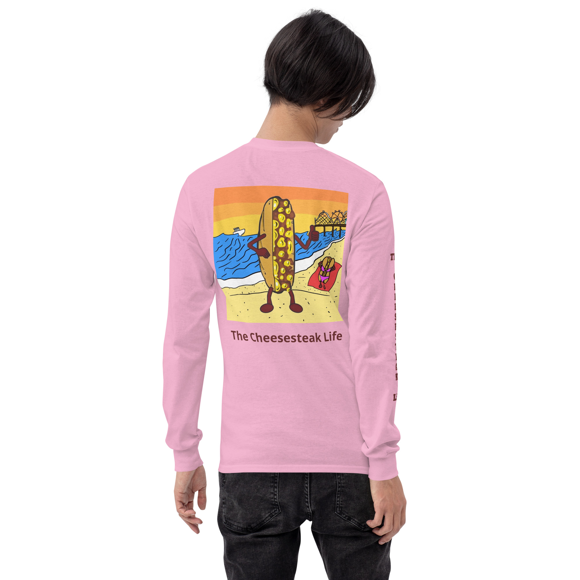Long Sleeve T-Shirt - Cheesesteak Life - Amigo Dan - Cheesey Beach on back - TCL on arm - Image 20