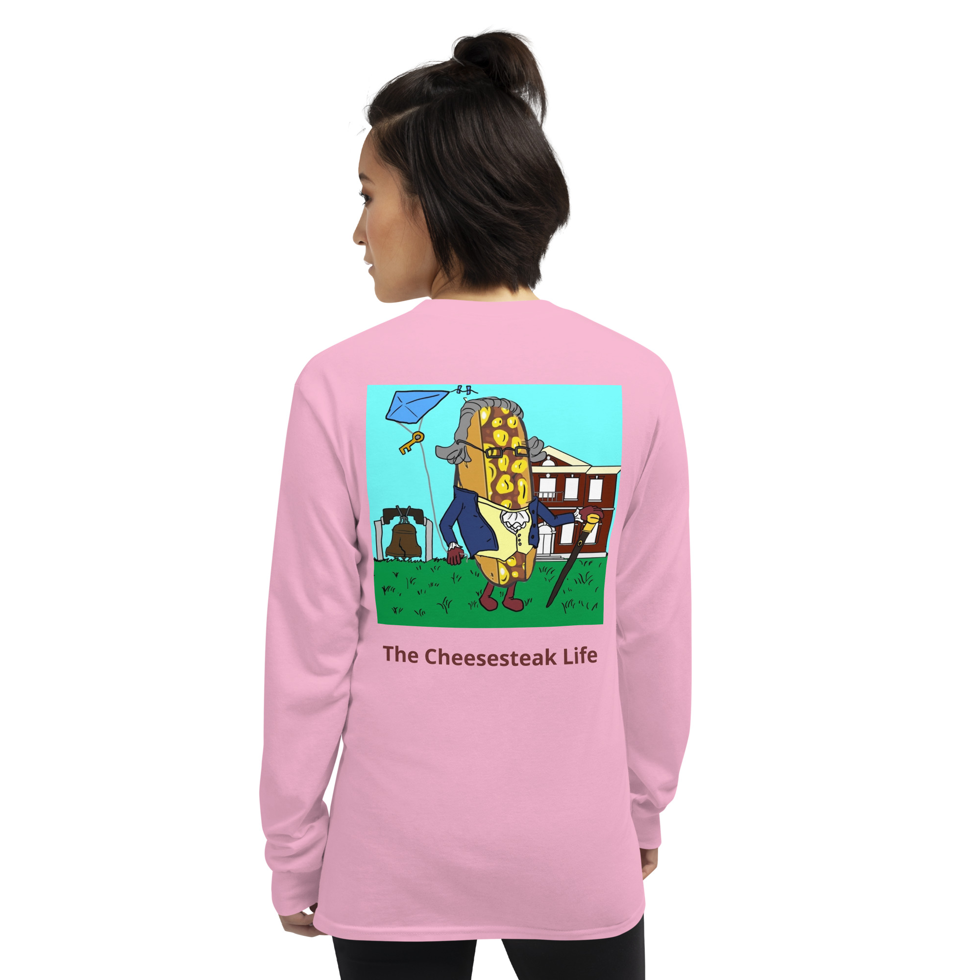 Long Sleeve T-Shirt - Cheesesteak Life - Amigo Dan - Cheesey History on back - Image 14