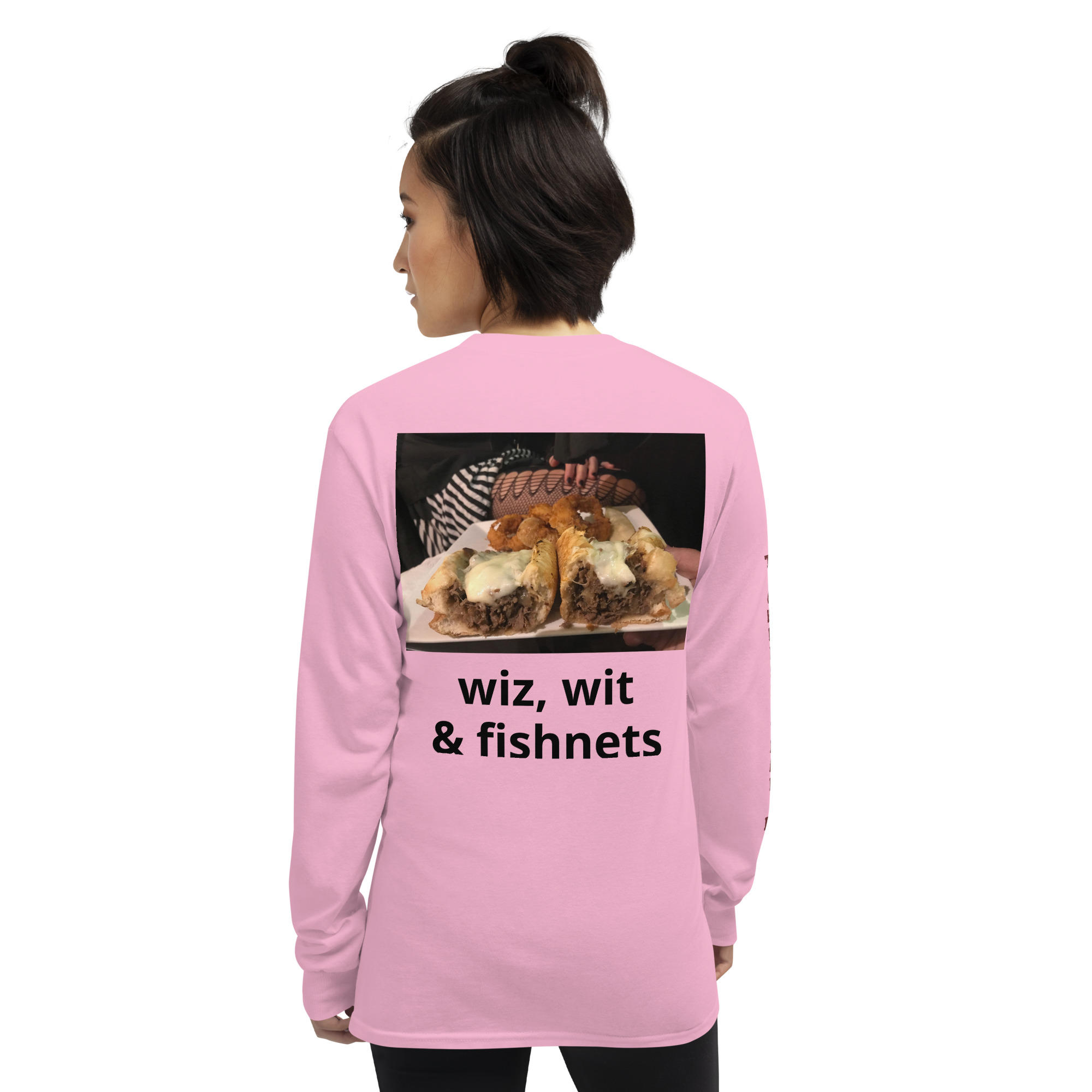 Long Sleeve Shirt - Cheesesteak Life - Amigo Dan - Cheesey Fishnet Stockings on back - TCL on arm - Image 23