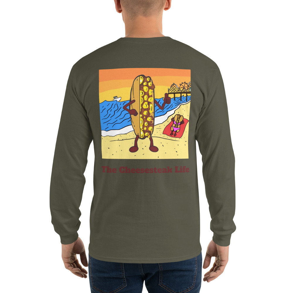 Long Sleeve T-Shirt - Cheesesteak Life - Amigo Dan - Cheesey Beach - Image 14