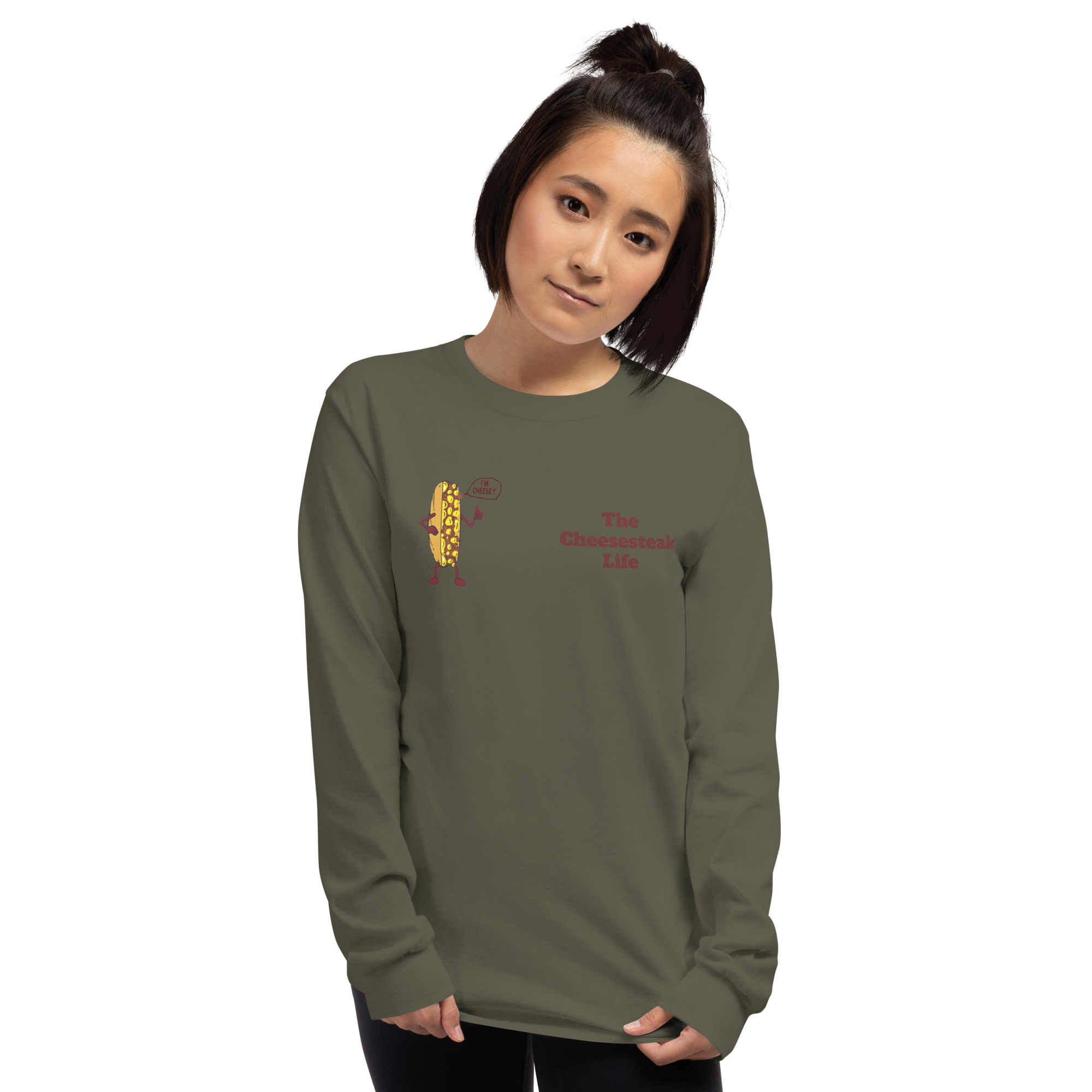 Long Sleeve T-Shirt - Cheesesteak Life - Amigo Dan - Mr. Cheesey on back - Image 9