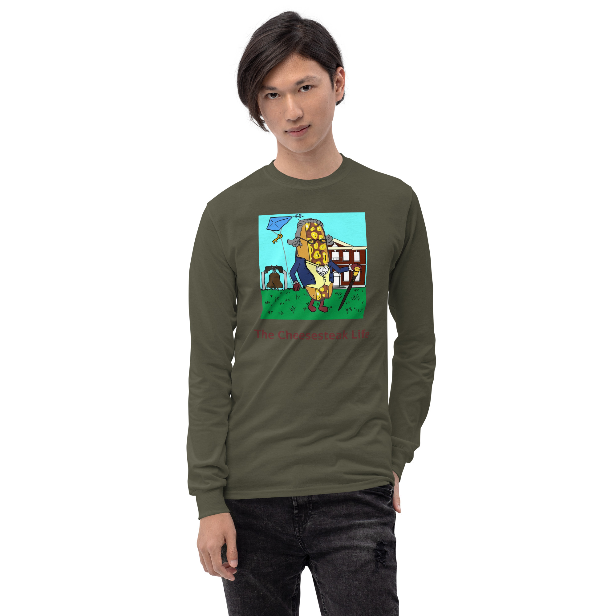 Long Sleeve T-Shirt - Cheesesteak Life - Cheesey History - Image 4