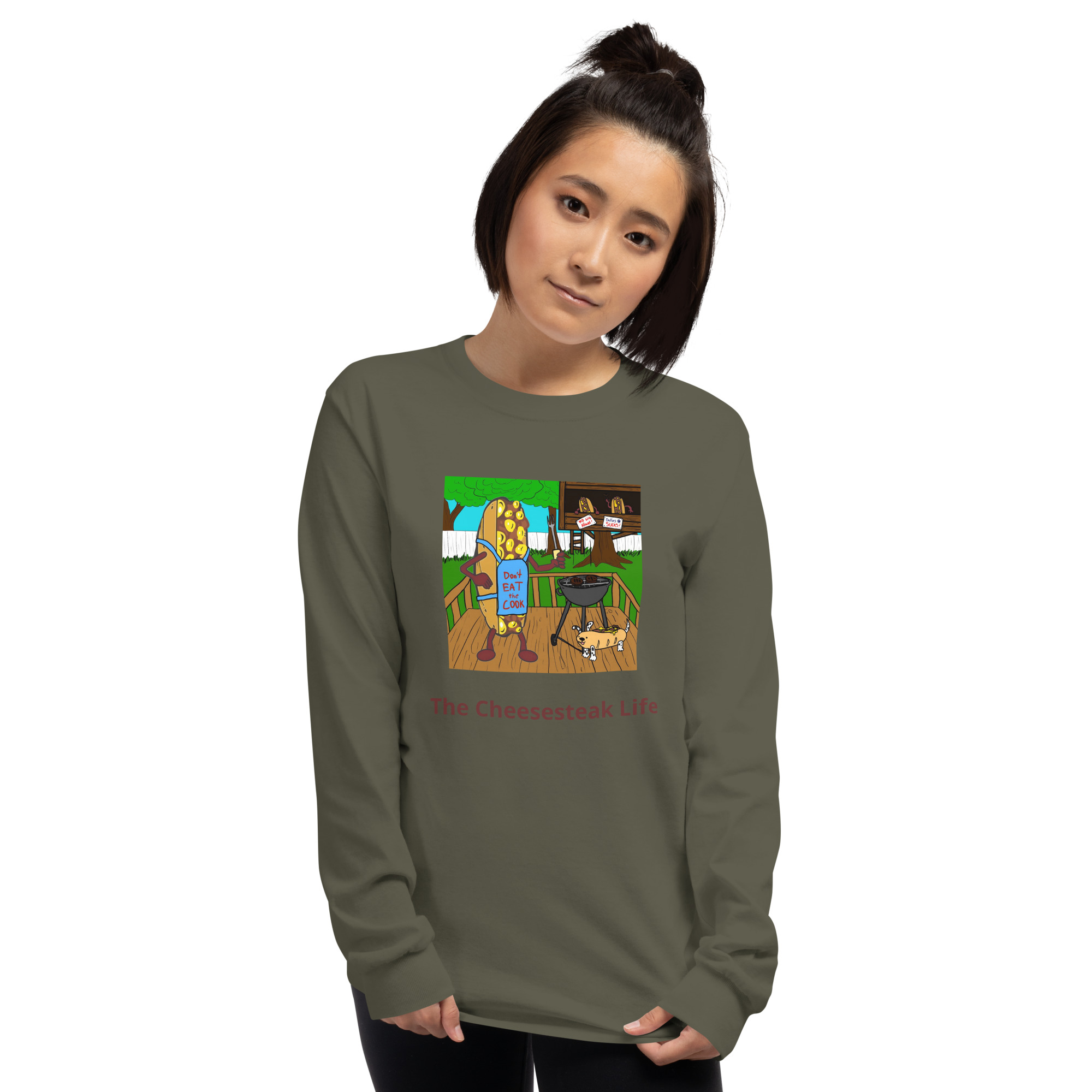 Long Sleeve T-Shirt - Cheesesteak Life - Cheesey Bar-B-Que - Image 4