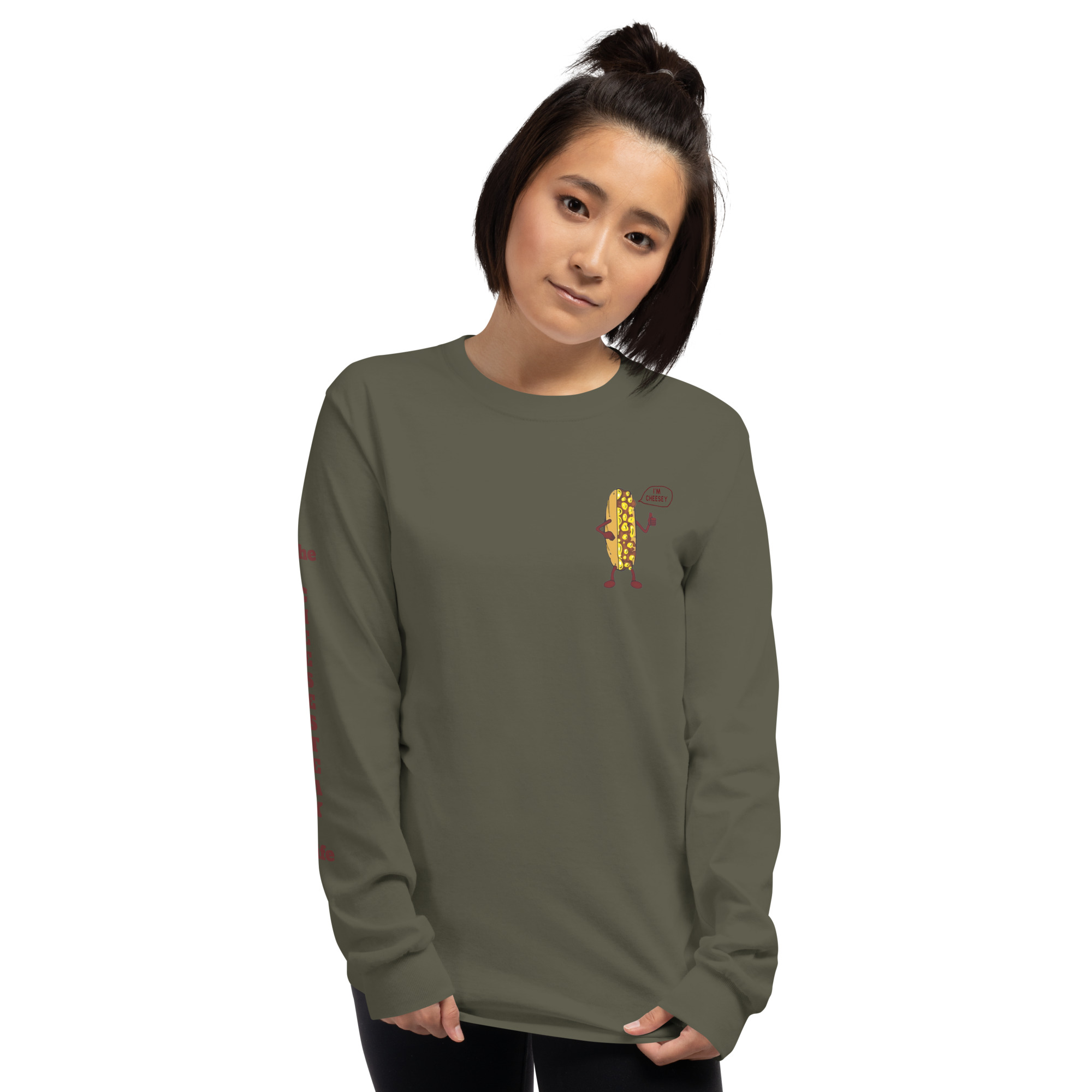 Long Sleeve Shirt - Cheesesteak Life - Amigo Dan - Cheesey Fishnet Stockings on back - TCL on arm - Image 10