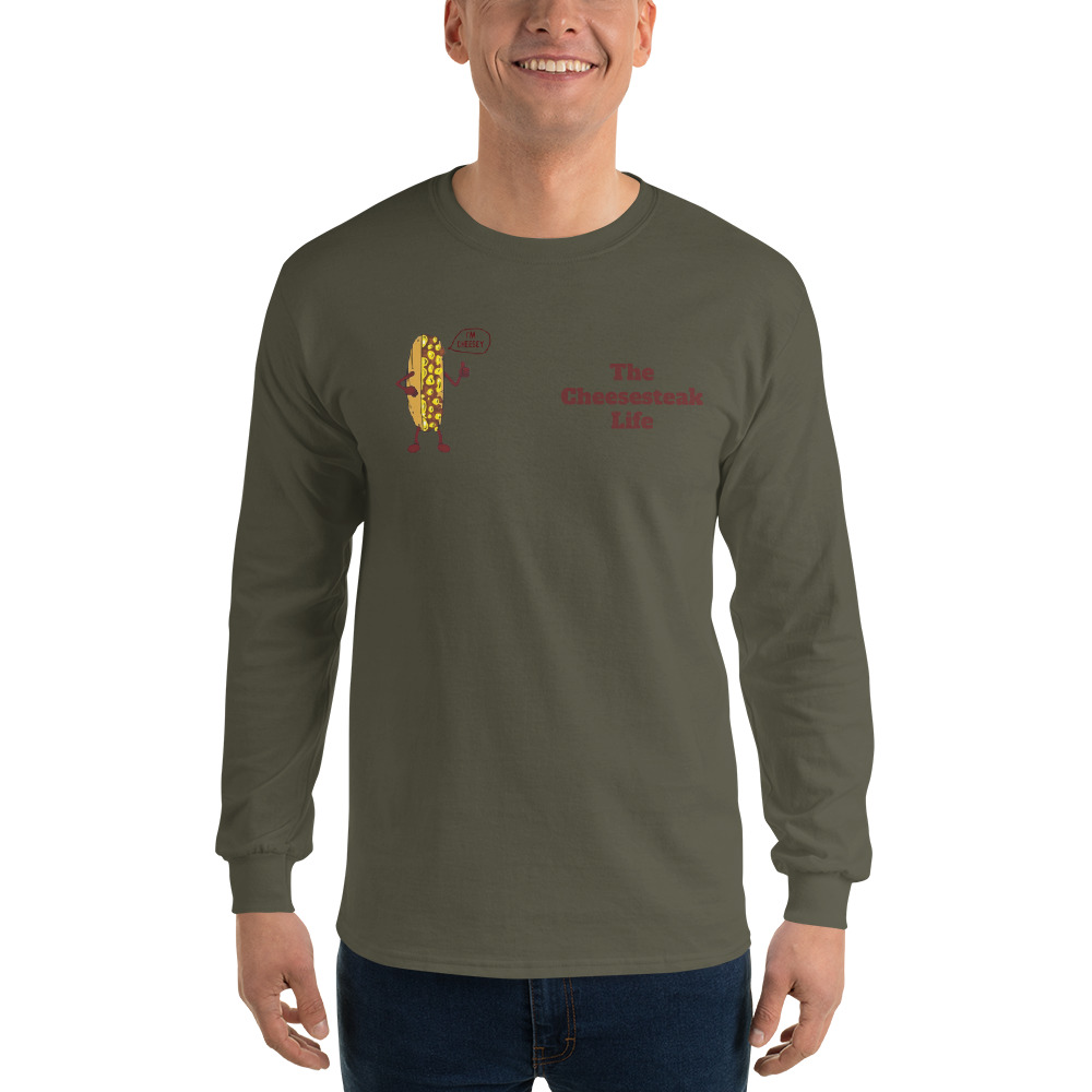 Long Sleeve Shirt - Cheesesteak Life - Amigo Dan - Cheesey Fishnet Stockings on back - Image 7