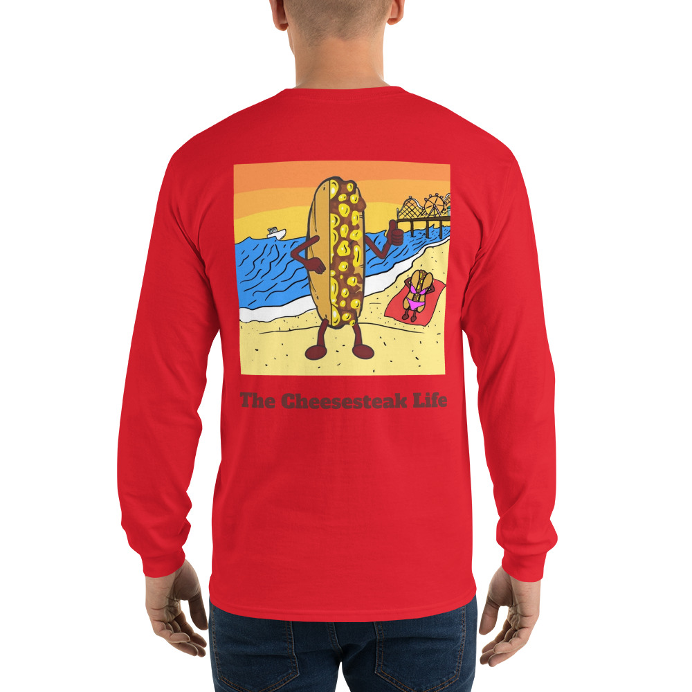 Long Sleeve T-Shirt - Cheesesteak Life - Amigo Dan - Cheesey Beach - Image 6
