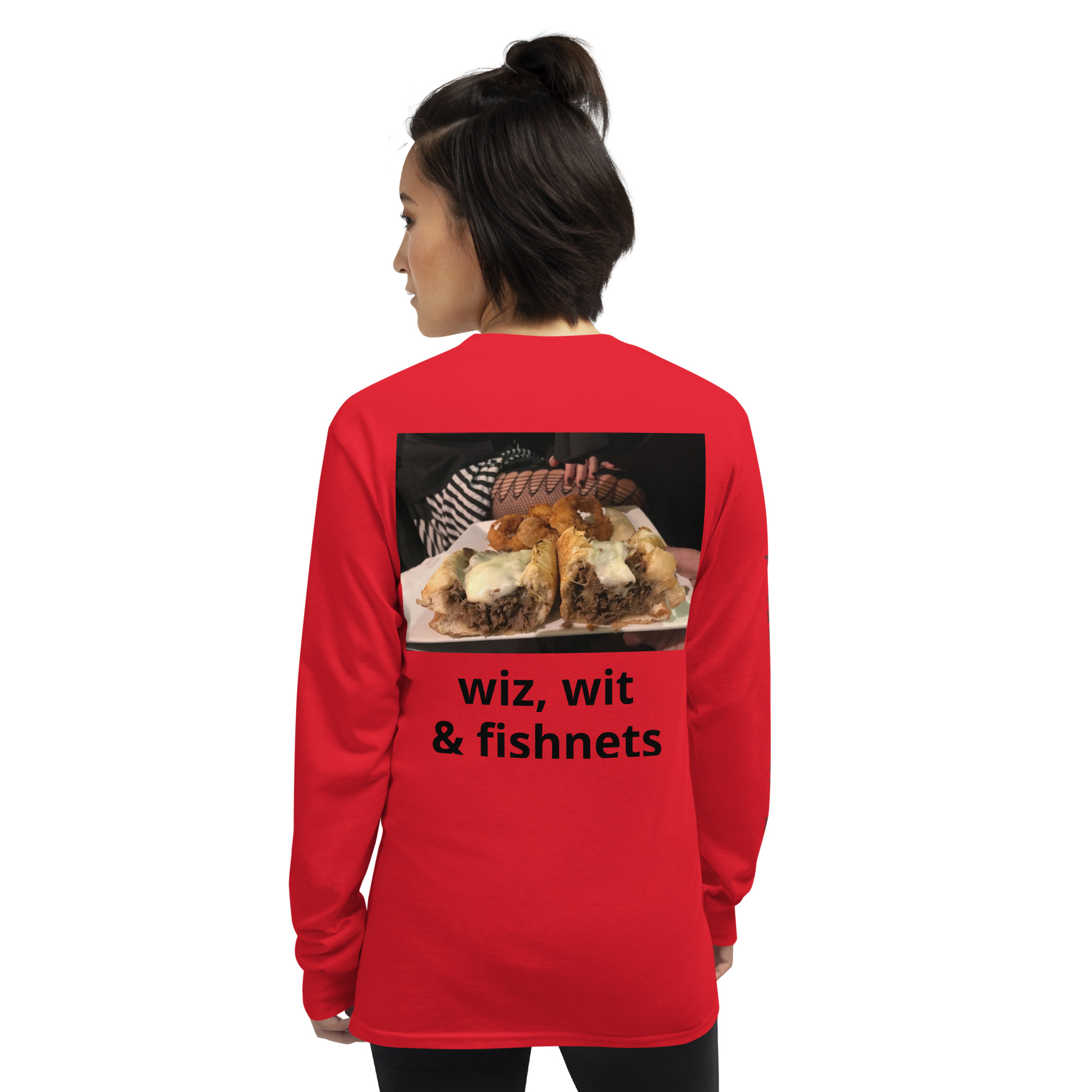 Long Sleeve Shirt - Cheesesteak Life - Amigo Dan - Cheesey Fishnet Stockings on back - TCL on arm - Image 5