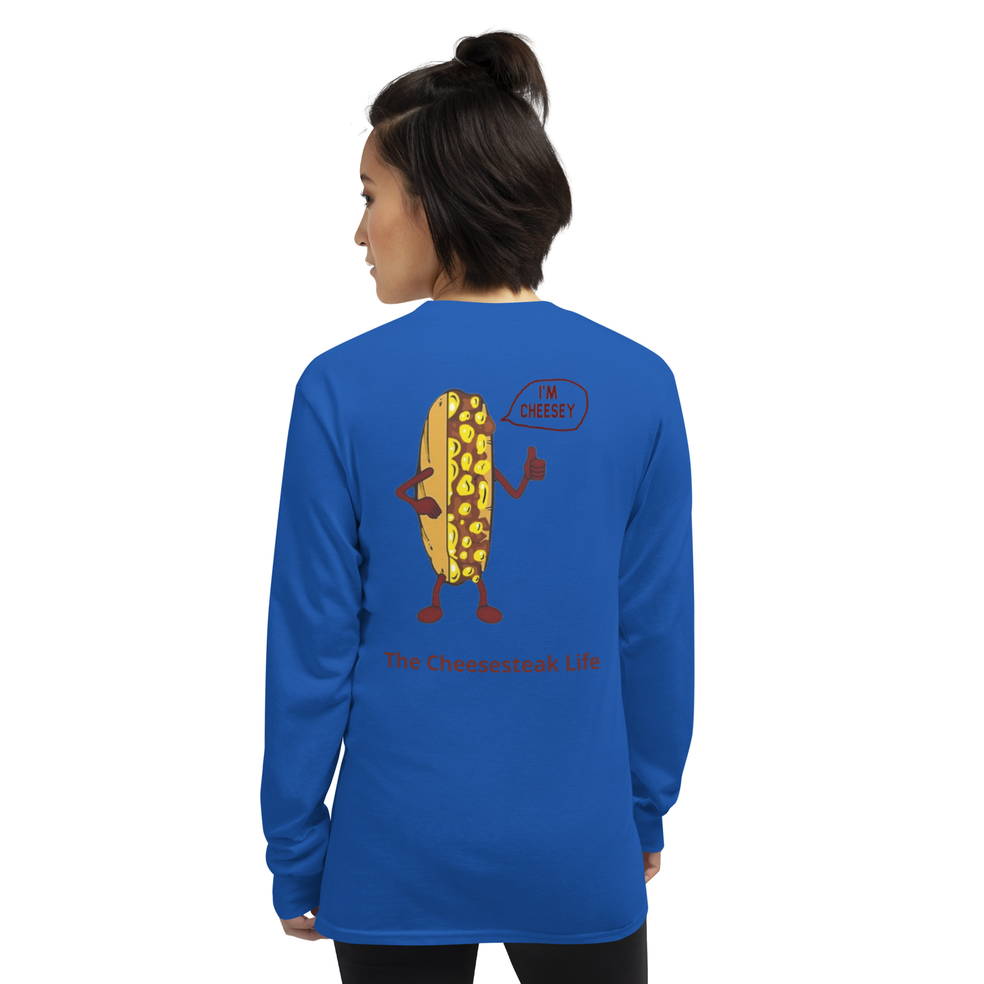 Long Sleeve T-Shirt - Cheesesteak Life - Amigo Dan - Mr. Cheesey on back - Image 6