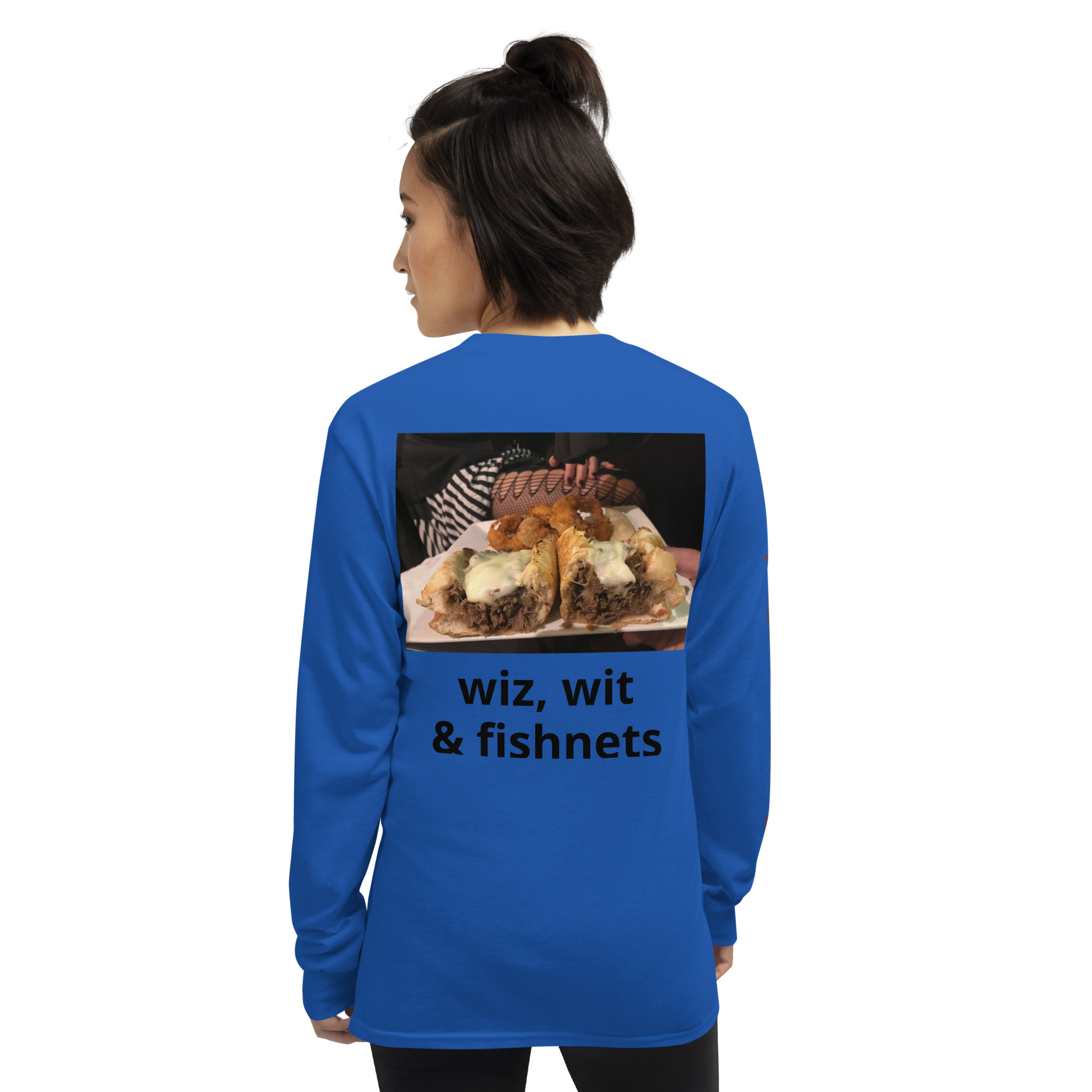 Long Sleeve Shirt - Cheesesteak Life - Amigo Dan - Cheesey Fishnet Stockings on back - TCL on arm - Image 8
