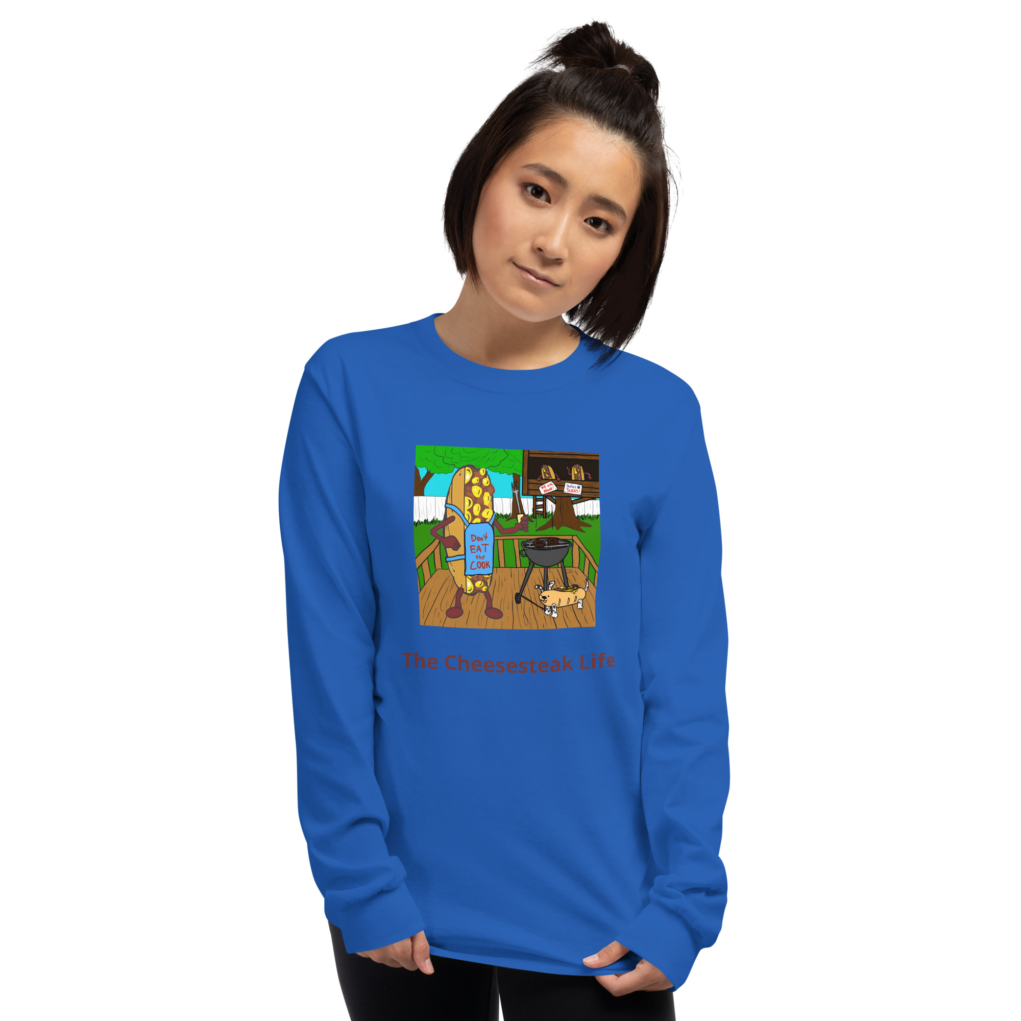 Long Sleeve T-Shirt - Cheesesteak Life - Cheesey Bar-B-Que - Image 3