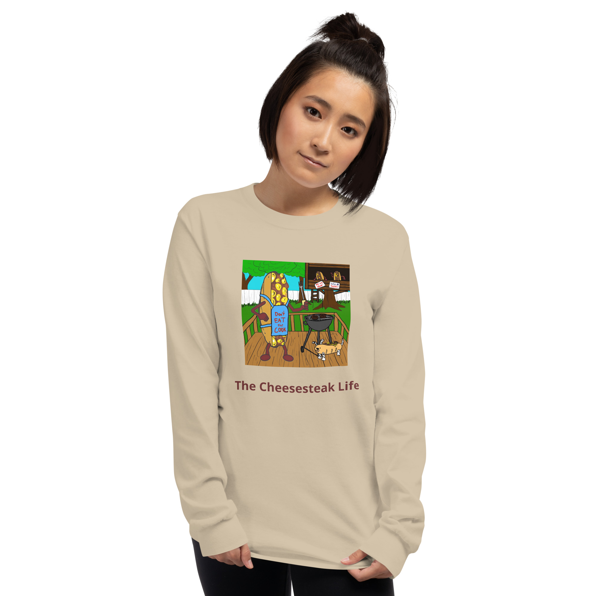 Long Sleeve T-Shirt - Cheesesteak Life - Cheesey Bar-B-Que - Image 8