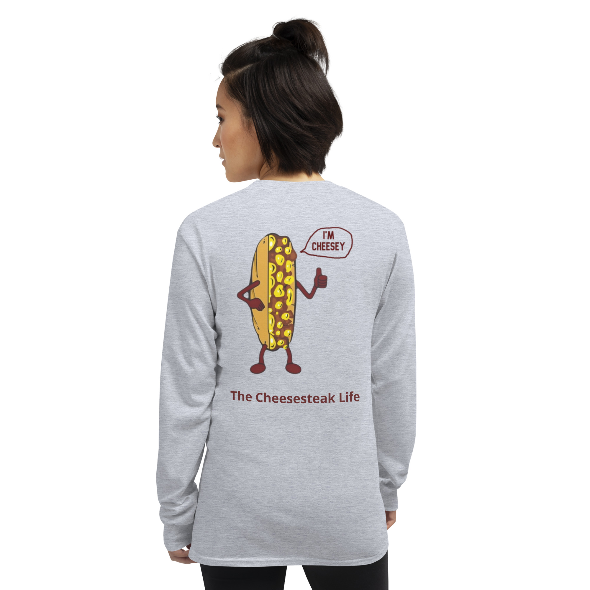 Long Sleeve T-Shirt - Cheesesteak Life - Amigo Dan - Mr. Cheesey on back - Image 14