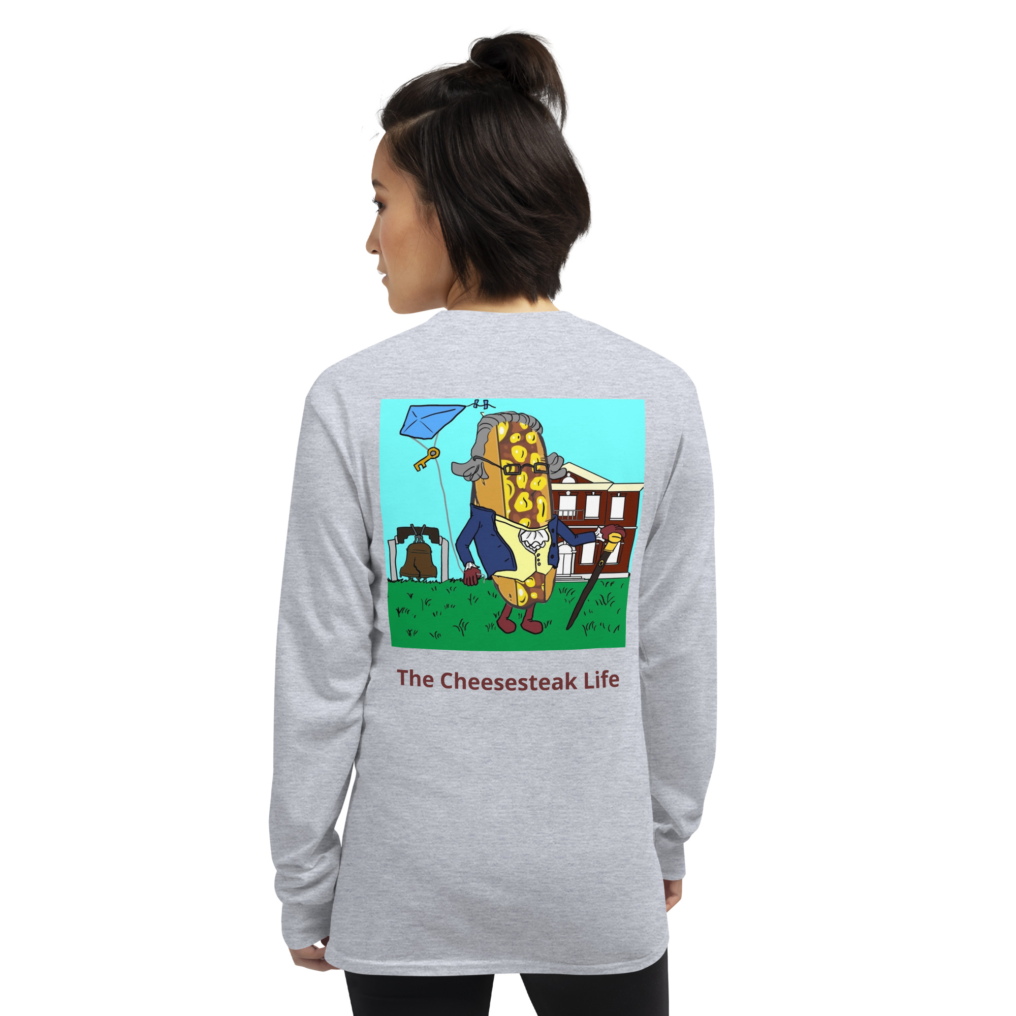 Long Sleeve T-Shirt - Cheesesteak Life - Amigo Dan - Cheesey History on back - Image 10