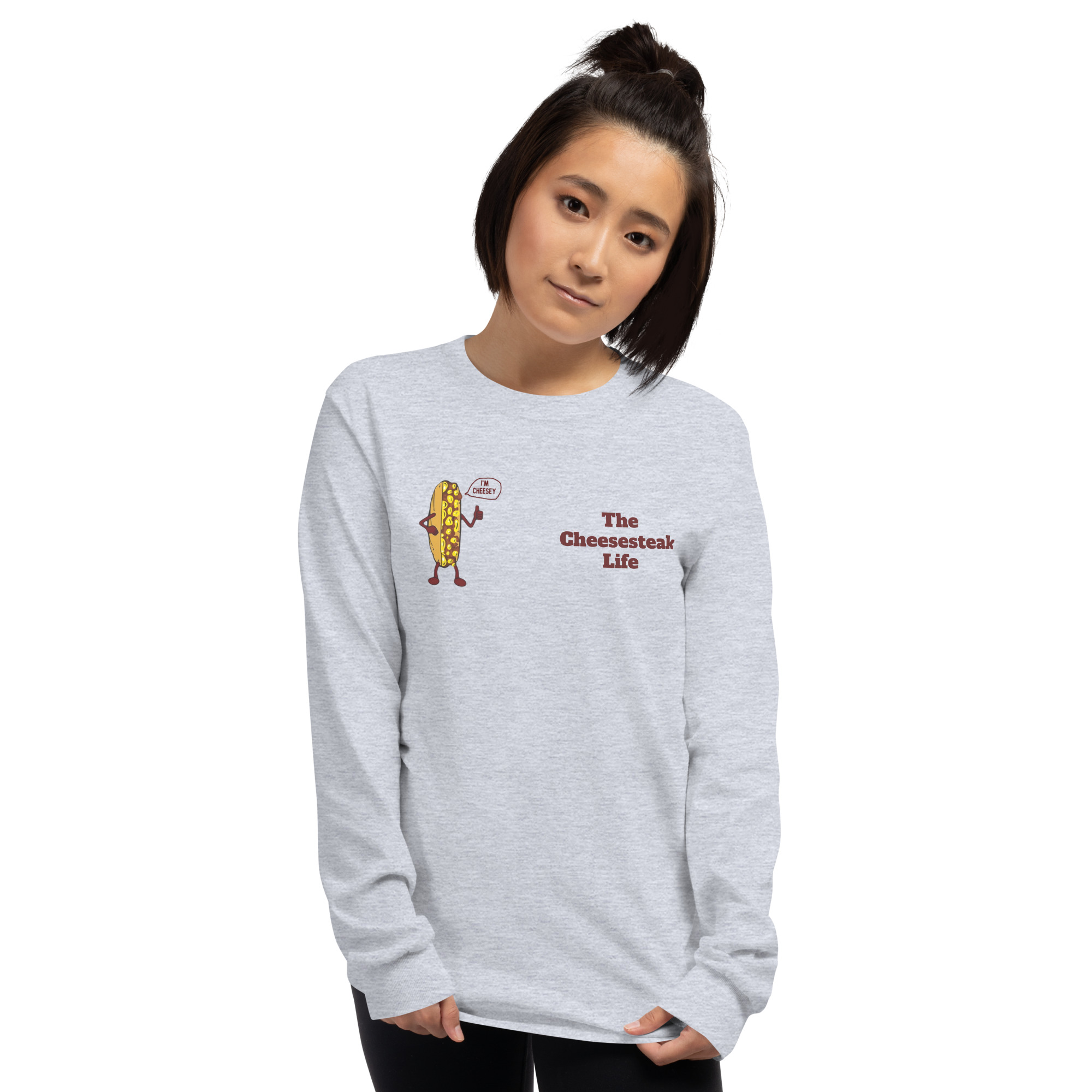 Long Sleeve T-Shirt - Cheesesteak Life - Amigo Dan - Mr. Cheesey on back - Image 13