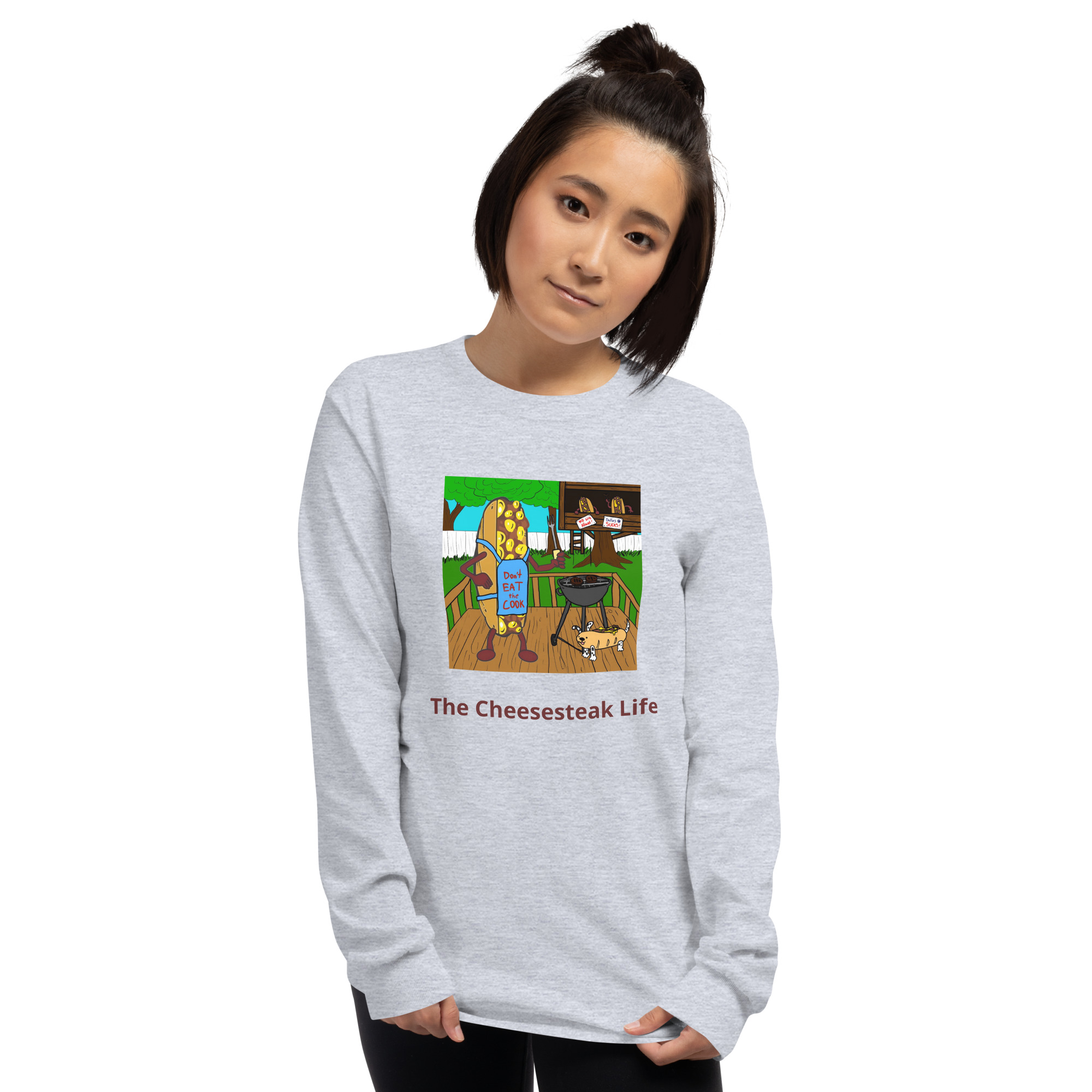Long Sleeve T-Shirt - Cheesesteak Life - Cheesey Bar-B-Que - Image 6