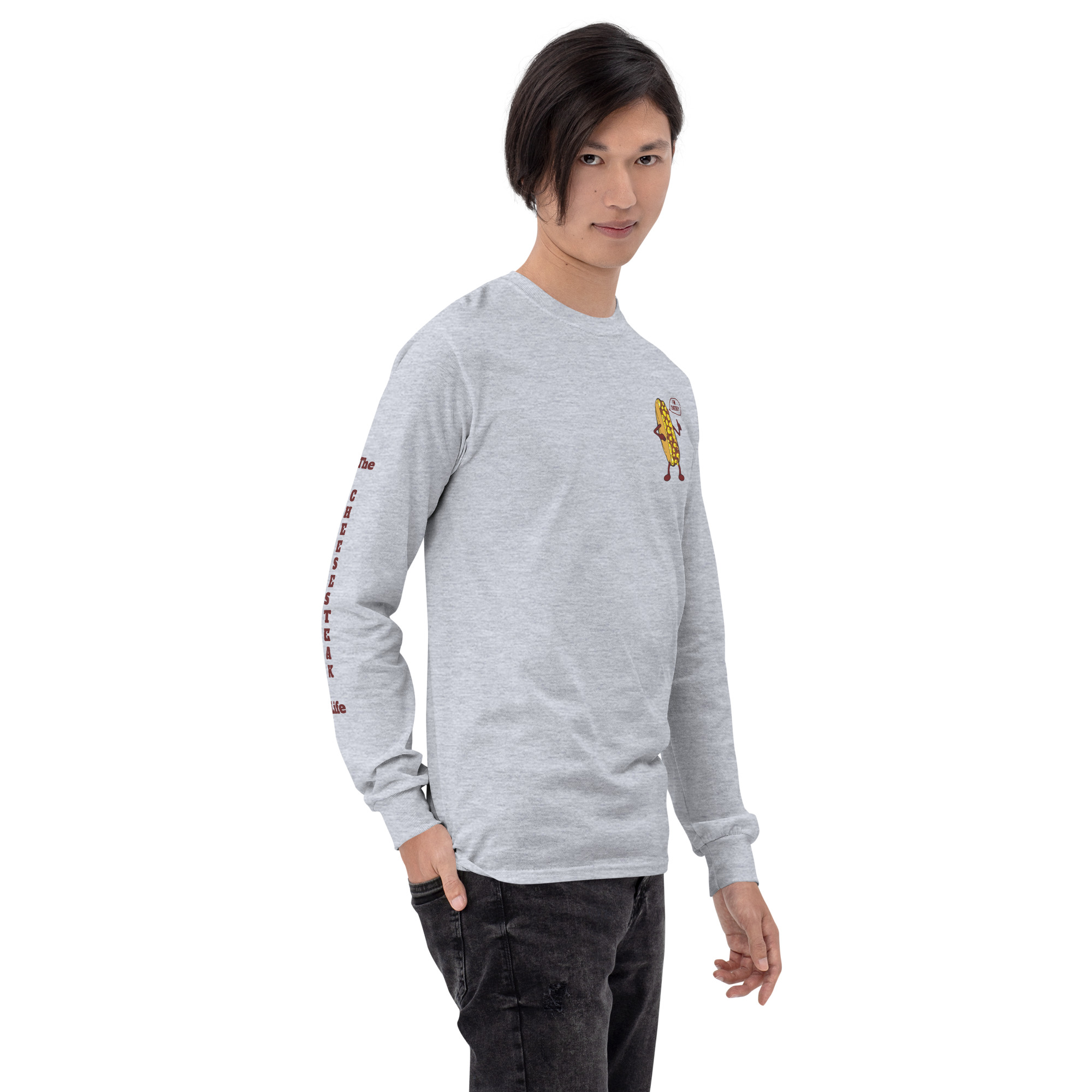 Long Sleeve T-Shirt - Cheesesteak Life - Amigo Dan - Cheesey Beach on back - TCL on arm - Image 15
