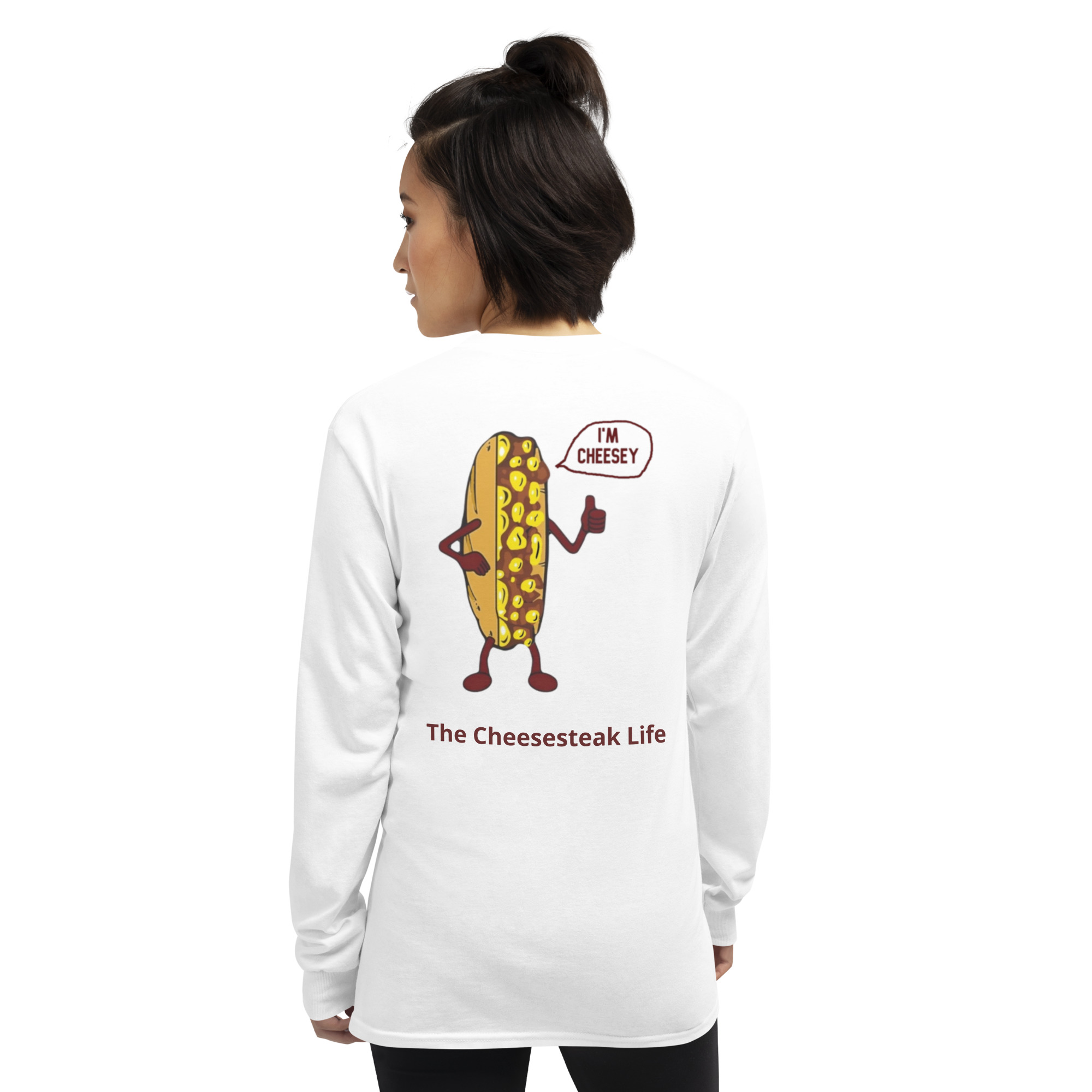 Long Sleeve T-Shirt - Cheesesteak Life - Amigo Dan - Mr. Cheesey on back - Image 26
