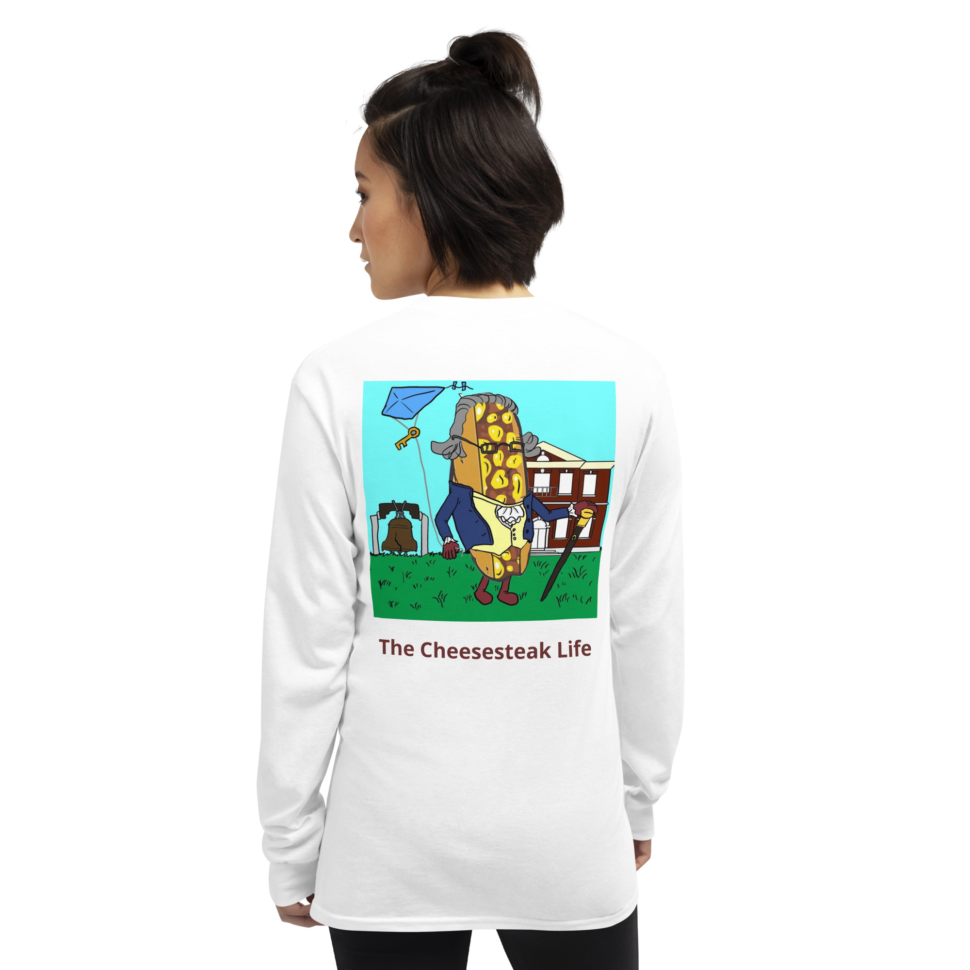 Long Sleeve T-Shirt - Cheesesteak Life - Amigo Dan - Cheesey History on back - Image 18