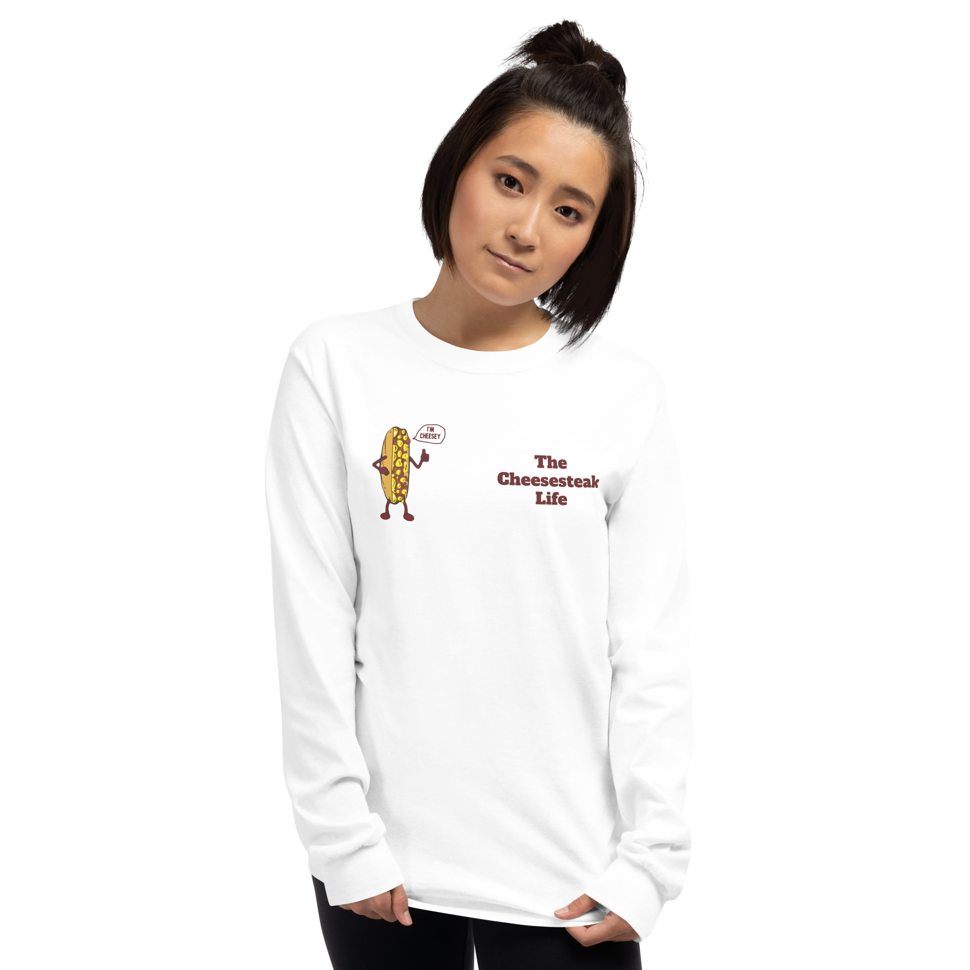 Long Sleeve T-Shirt - Cheesesteak Life - Amigo Dan - Mr. Cheesey on back - Image 25
