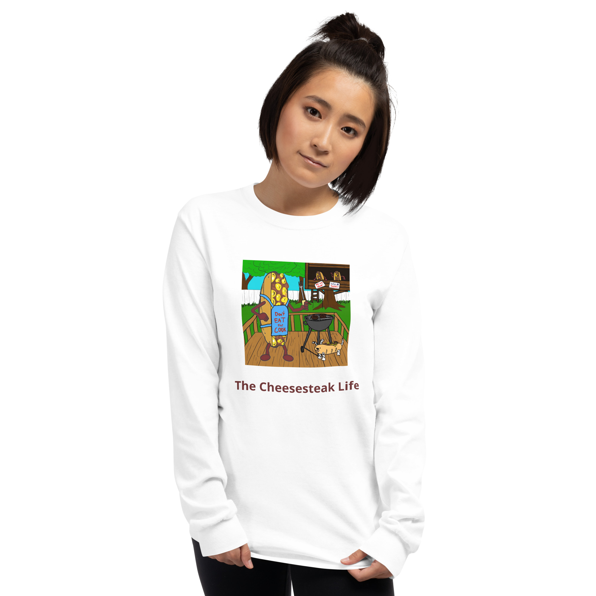 Long Sleeve T-Shirt - Cheesesteak Life - Cheesey Bar-B-Que - Image 10