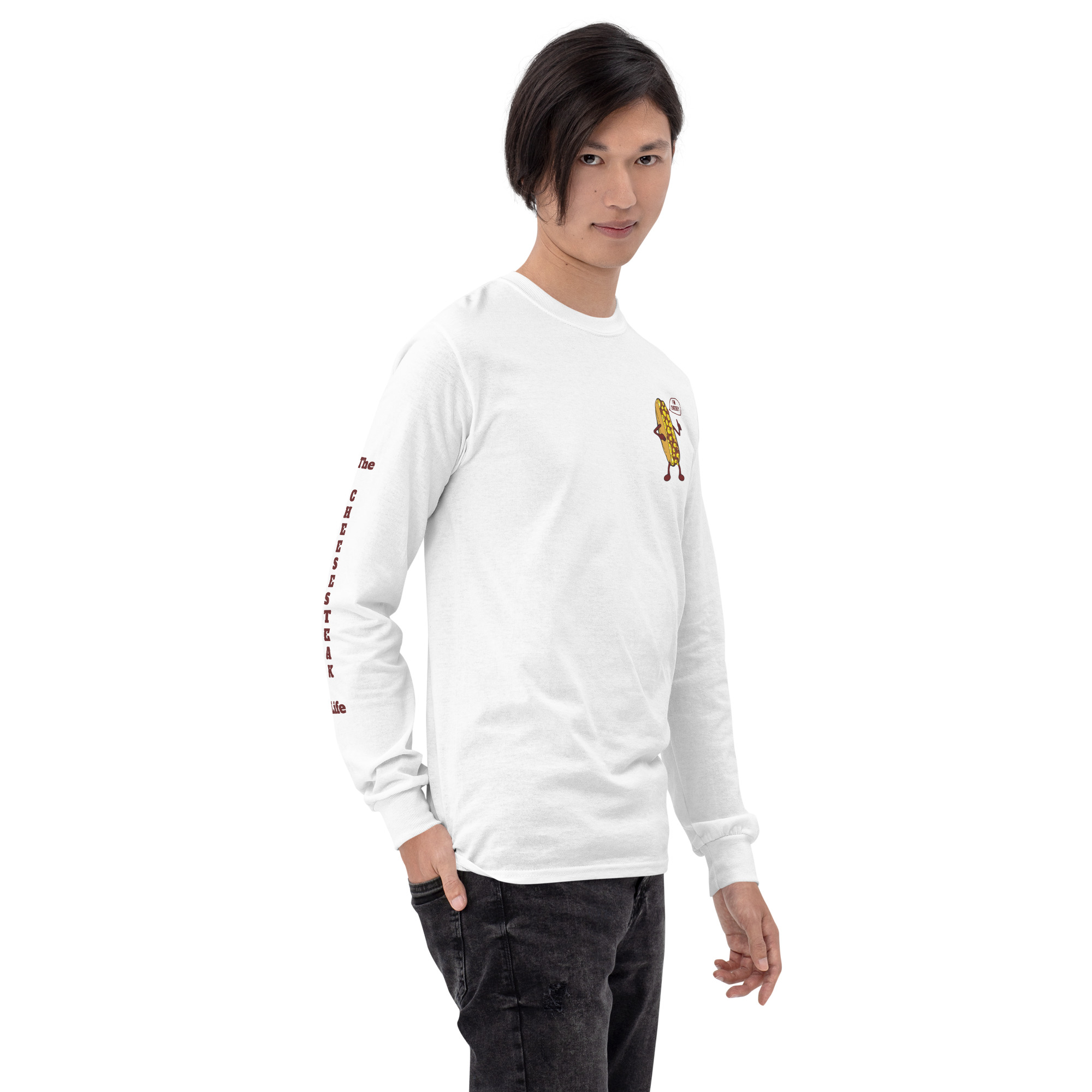 Long Sleeve T-Shirt - Cheesesteak Life - Amigo Dan - Cheesey Beach on back - TCL on arm - Image 24