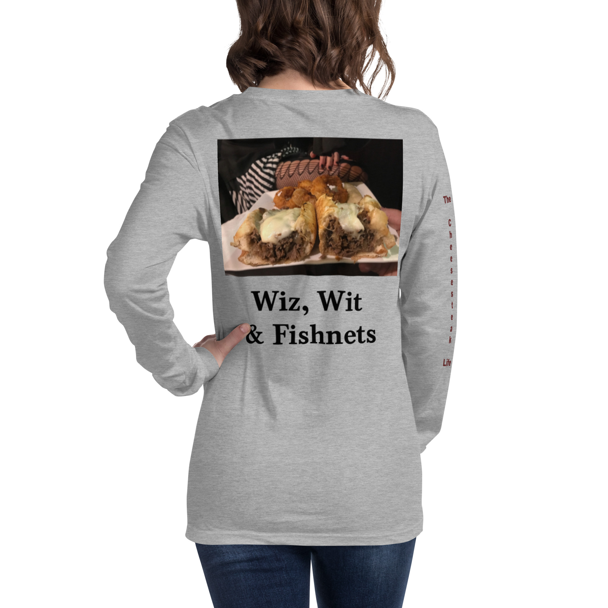 Long Sleeve Tee - Cheesesteak Life - Amigo Dan - Cheesey Fishnet Stockings - TCL on arm - Image 20