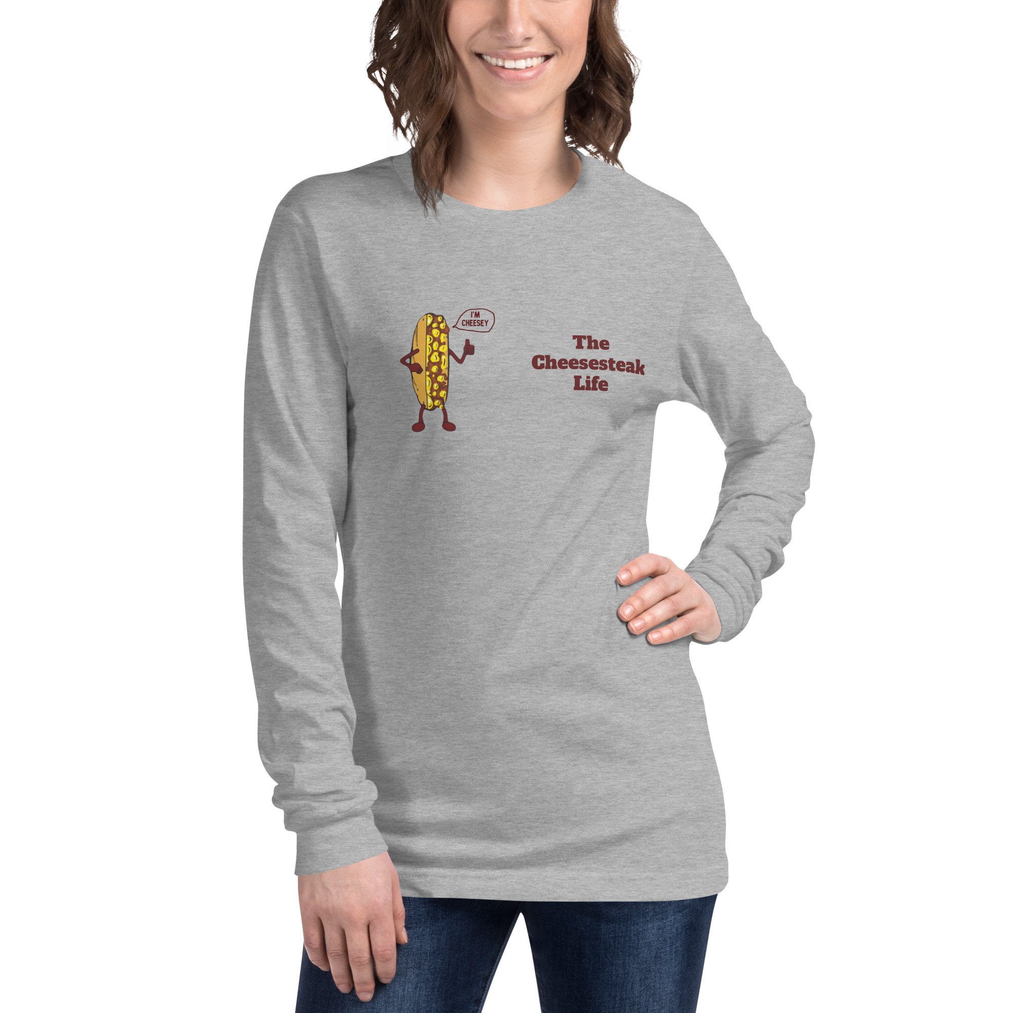 Bella Long Sleeve Tee - Cheesesteak Life - Amigo Dan - Cheesey Beach - Image 33