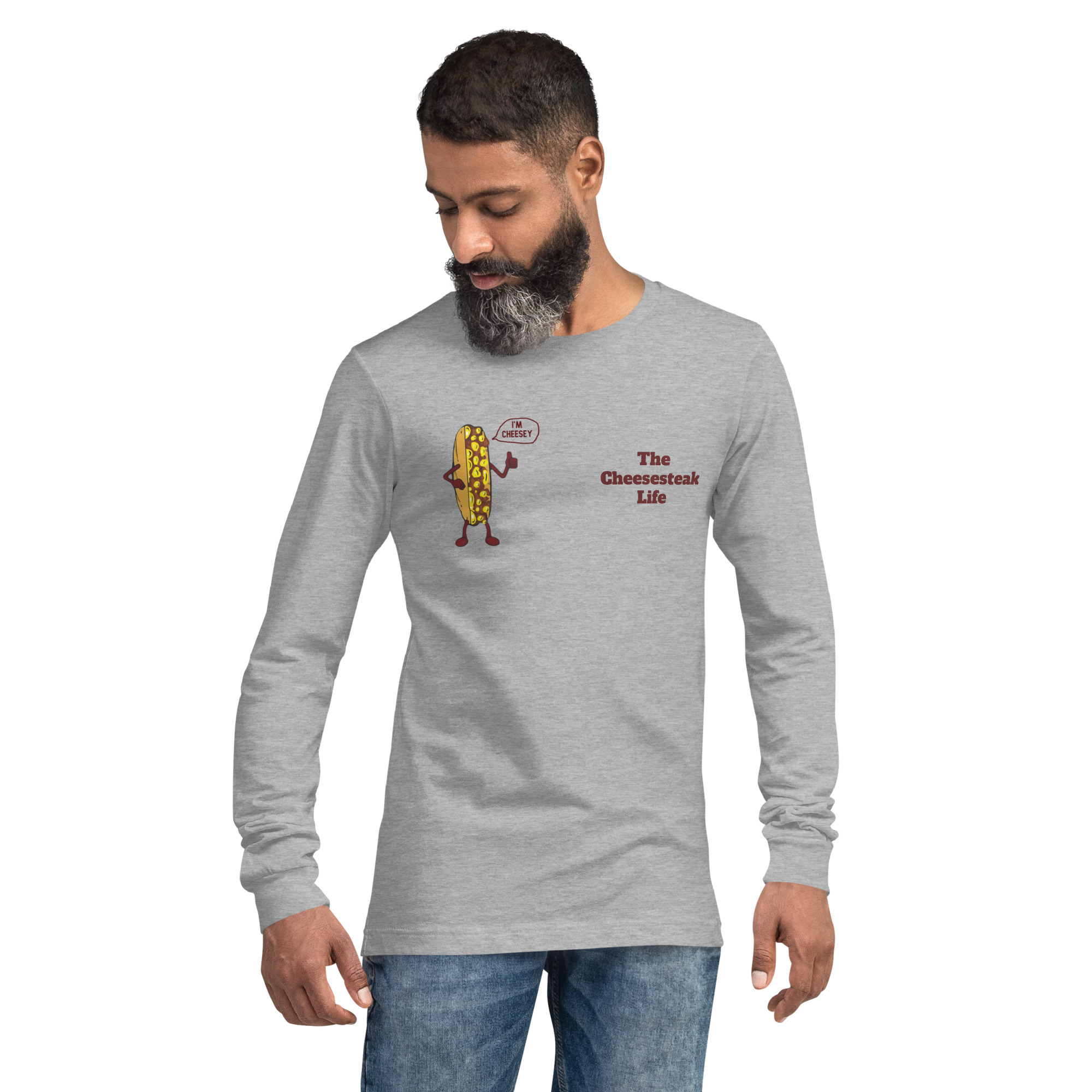 Long Sleeve Tee - Cheesesteak Life - Amigo Dan - Cheesey Fishnet Stockings - Image 17