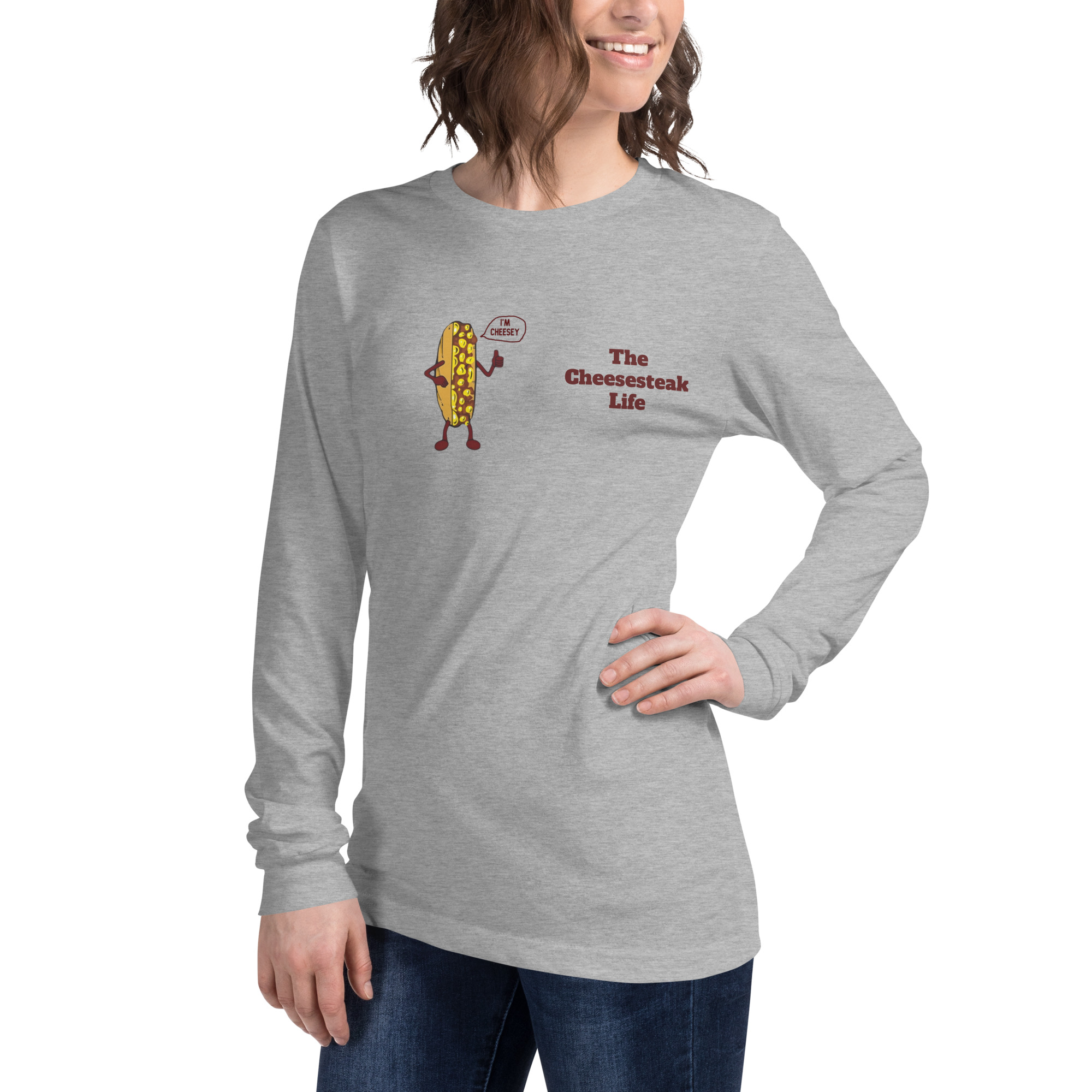 Bella Long Sleeve Tee - Cheesesteak Life - Amigo Dan - Cheesey Beach - Image 35