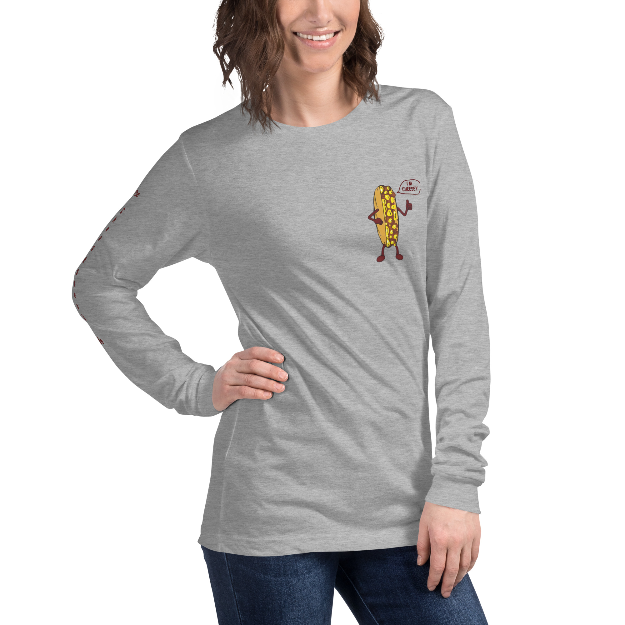 Long Sleeve Tee - Cheesesteak Life - Amigo Dan - Cheesey Fishnet Stockings - TCL on arm - Image 21