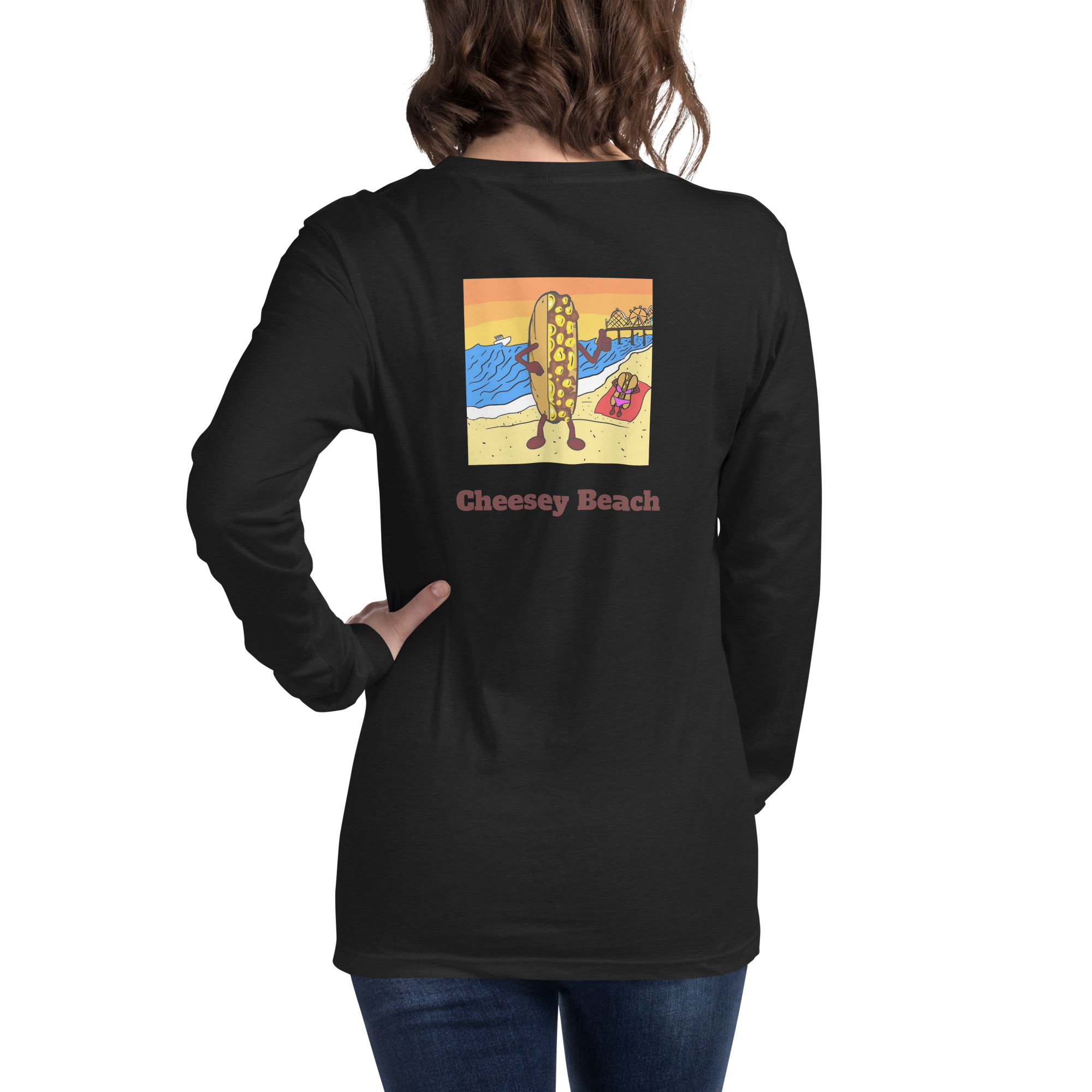 Bella Long Sleeve Tee - Cheesesteak Life - Amigo Dan - Cheesey Beach - Image 2