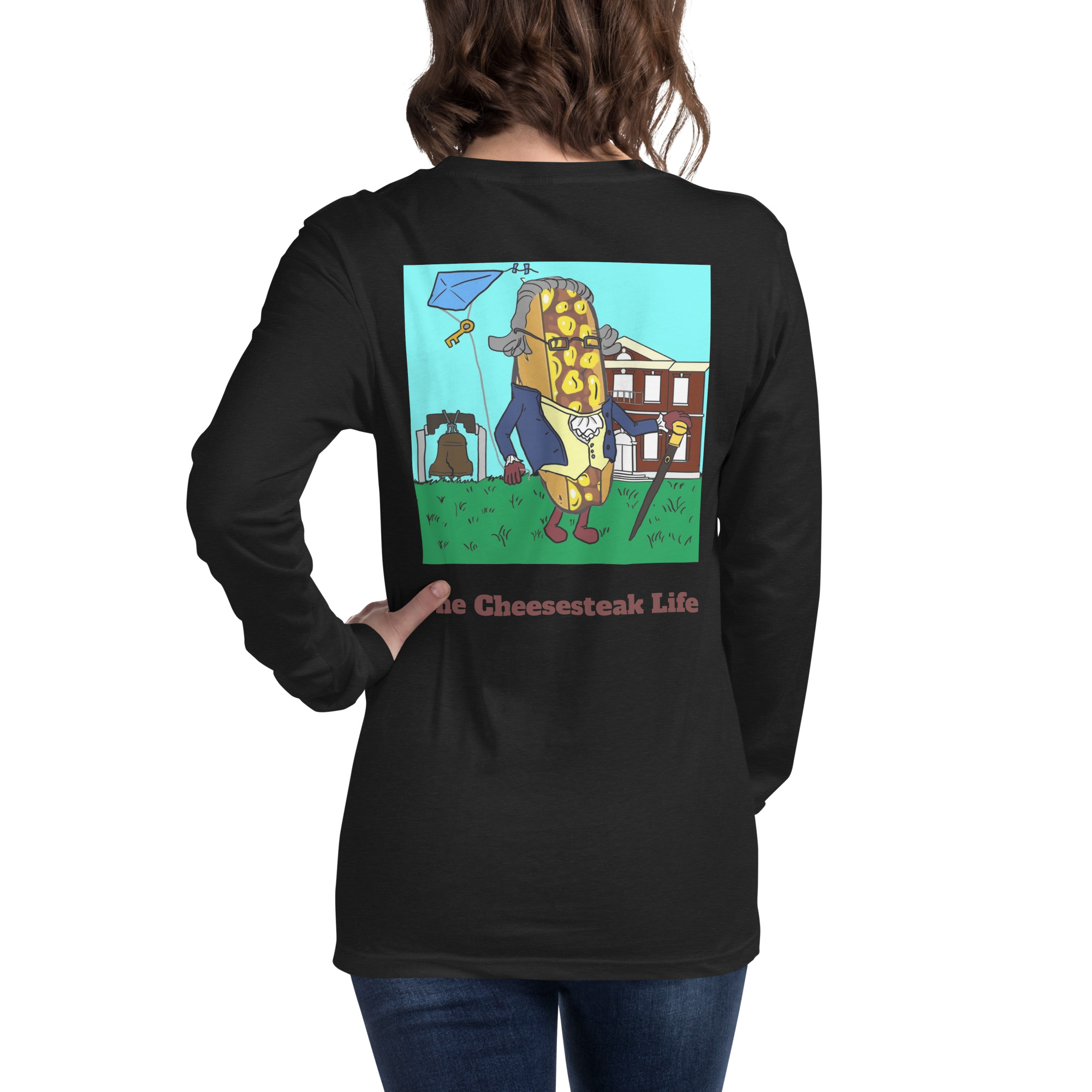 Bella Long Sleeve Tee - Cheesesteak Life - Amigo Dan - Cheesey History - Image 2