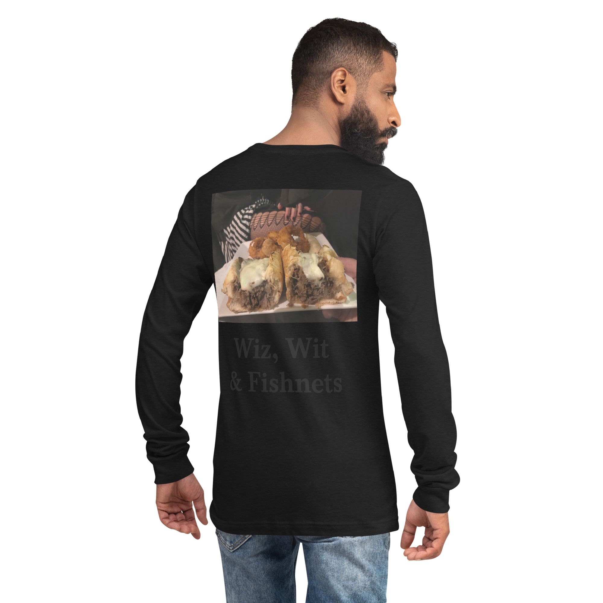 Long Sleeve Tee - Cheesesteak Life - Amigo Dan - Cheesey Fishnet Stockings - Image 2
