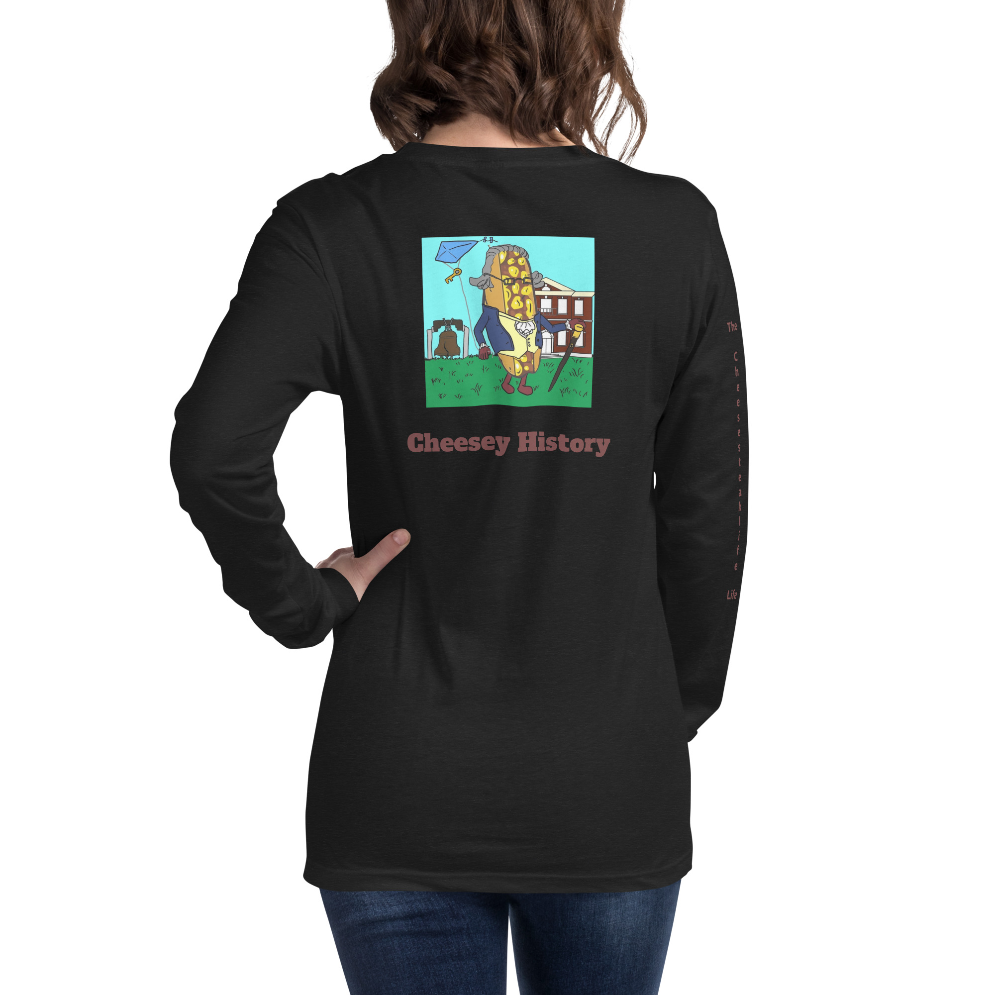 Long Sleeve T-Shirt - Cheesesteak Life - Amigo Dan - Cheesey History - TCL on arm - Image 2