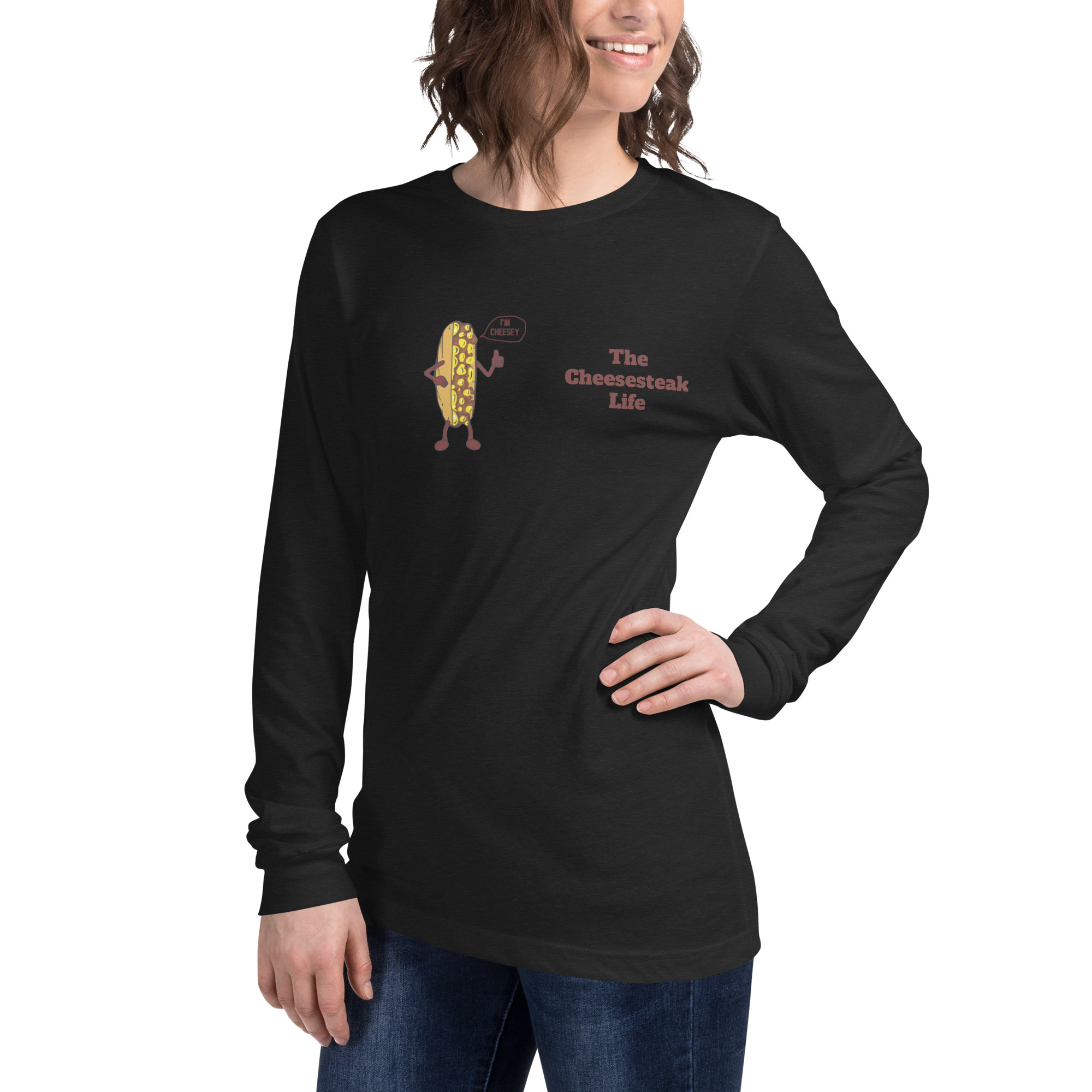 Bella Long Sleeve Tee - Cheesesteak Life - Amigo Dan - Cheesey Beach - Image 3