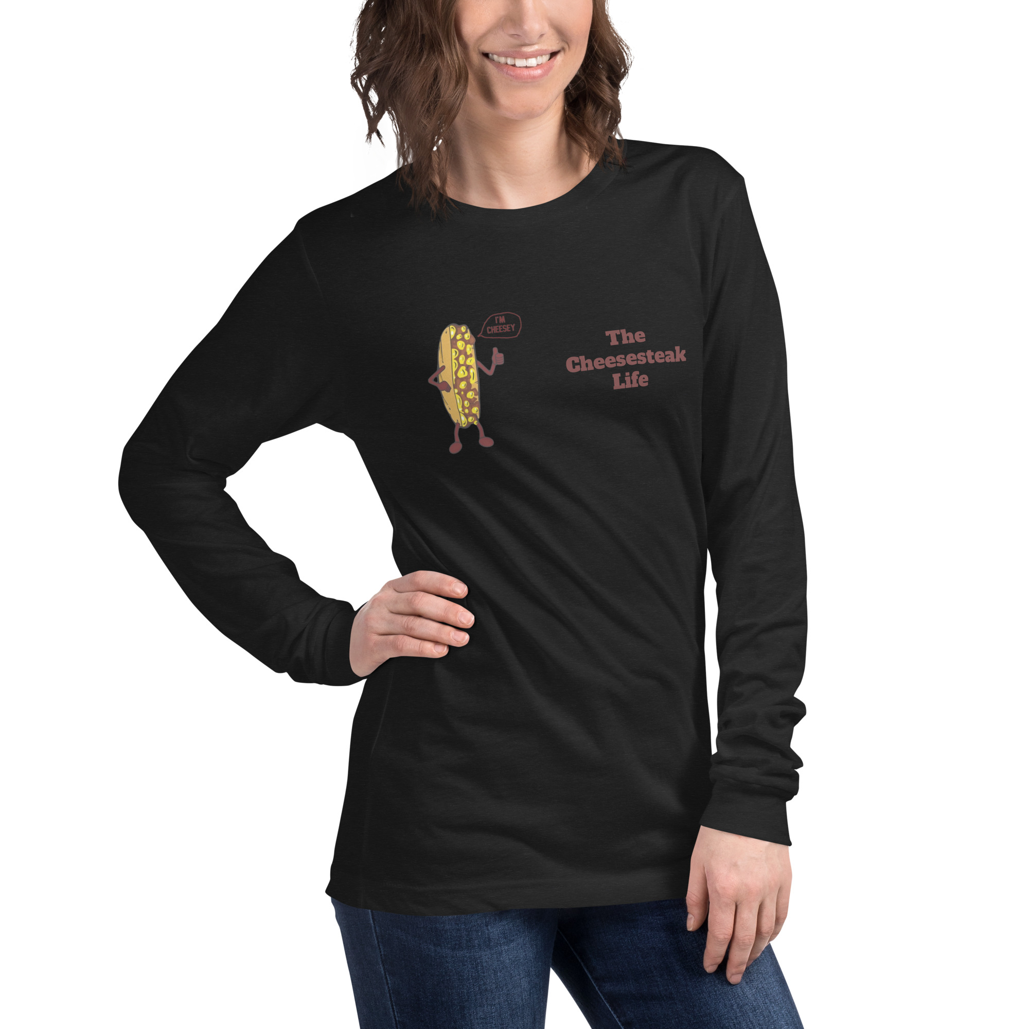 Bella Long Sleeve Tee - Cheesesteak Life - Amigo Dan - Cheesey Beach - Image 4
