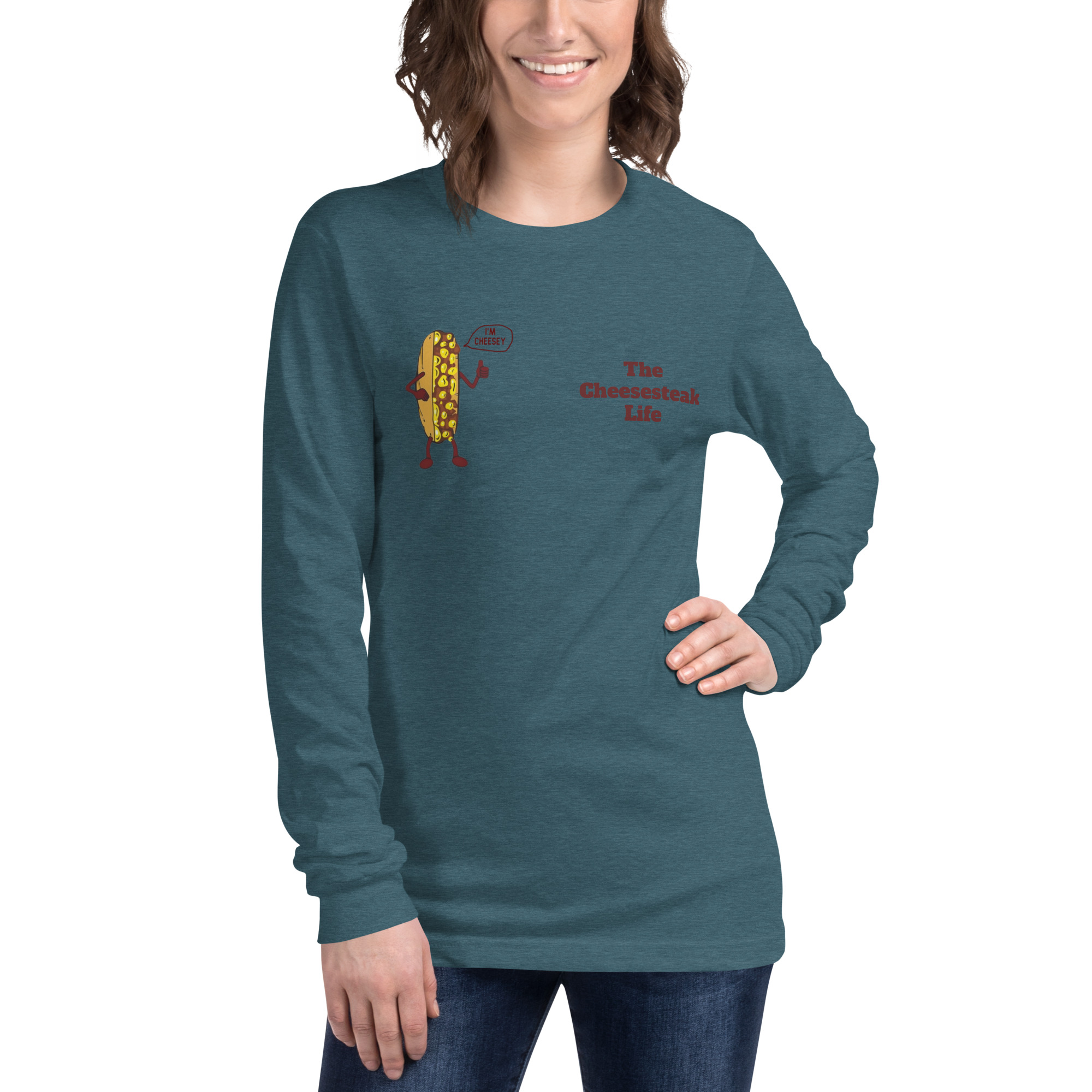 Bella Long Sleeve Tee - Cheesesteak Life - Amigo Dan - Cheesey History - Image 21