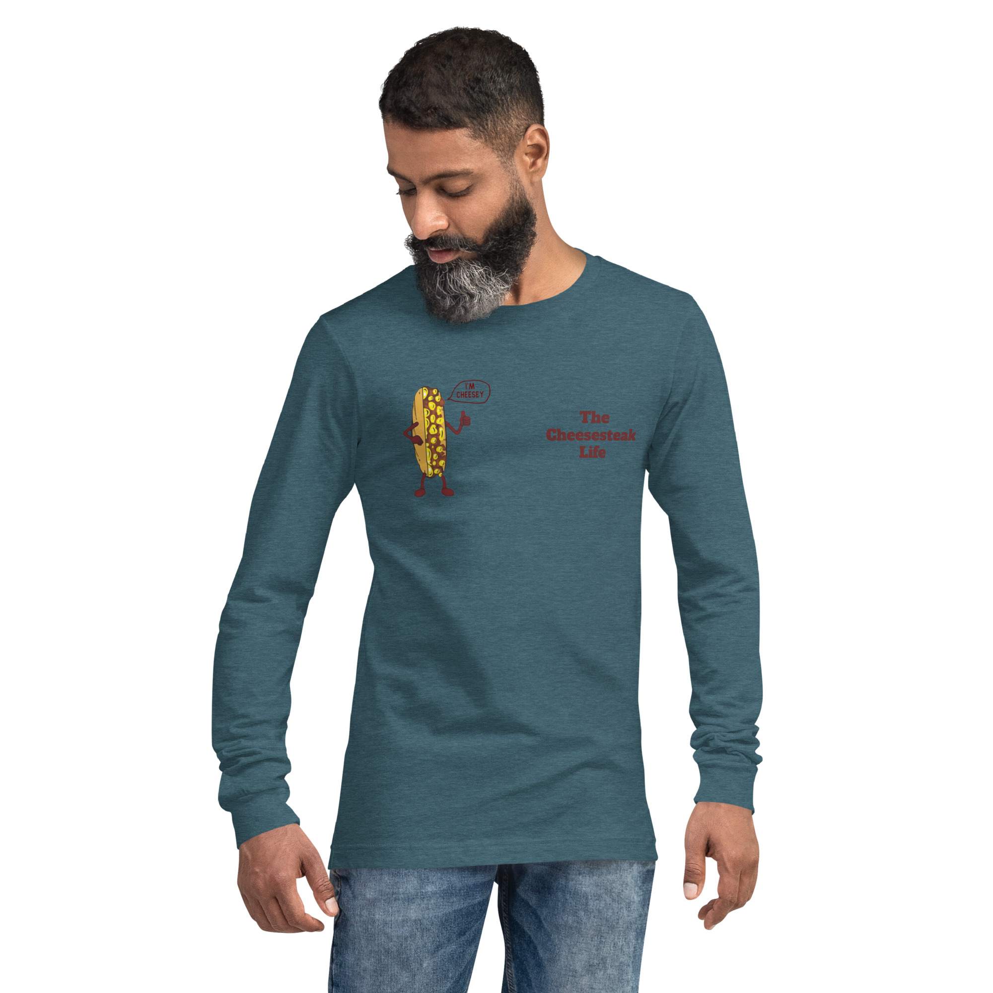 Long Sleeve Tee - Cheesesteak Life - Amigo Dan - Cheesey Fishnet Stockings - Image 11