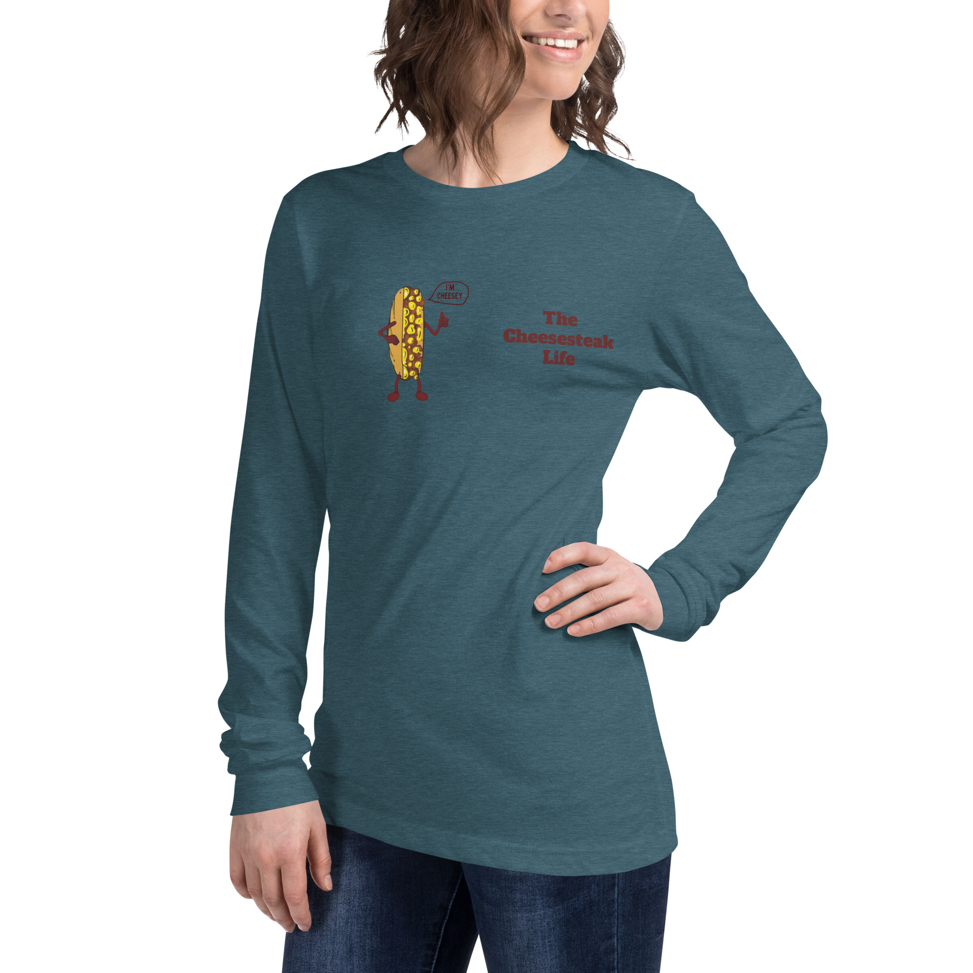 Bella Long Sleeve Tee - Cheesesteak Life - Amigo Dan - Cheesey Beach - Image 23